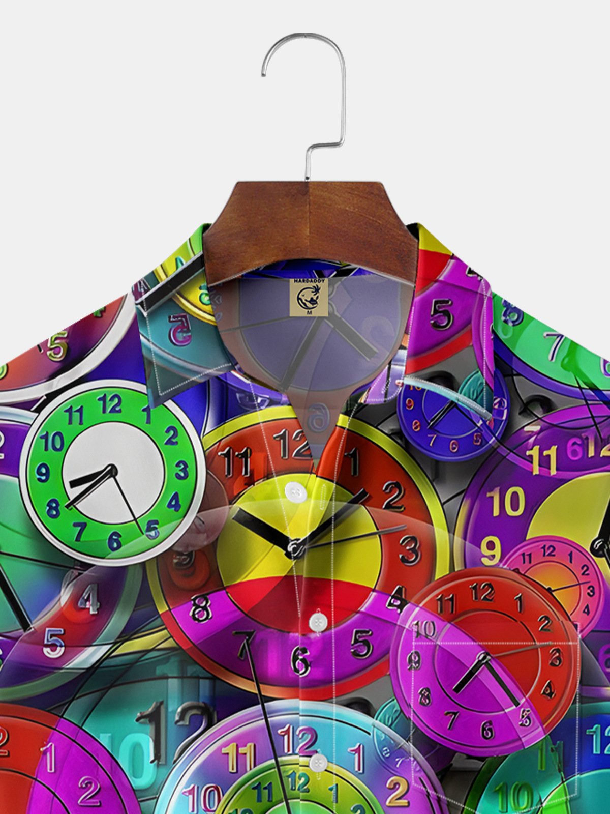 Hardaddy Clock Chest Pocket Short Sleeve Casual Shirt