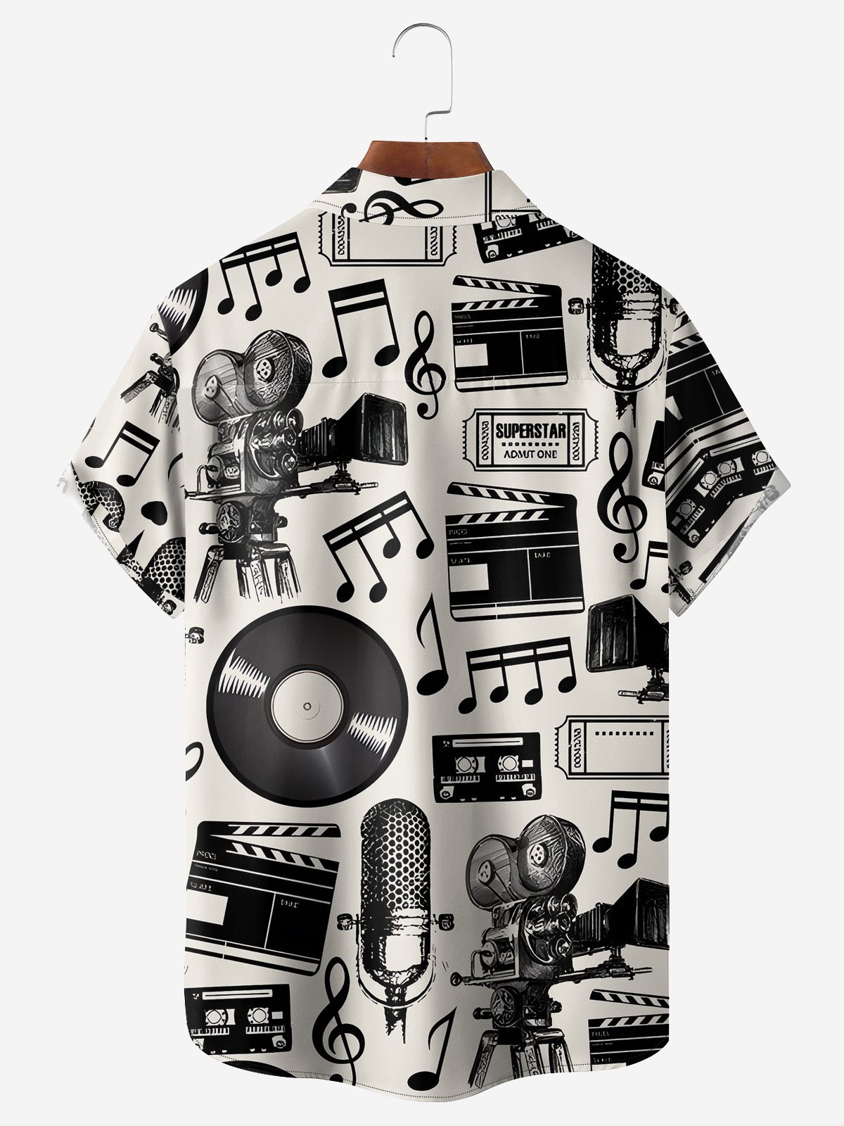 Music Chest Pocket Short Sleeve Casual Shirt