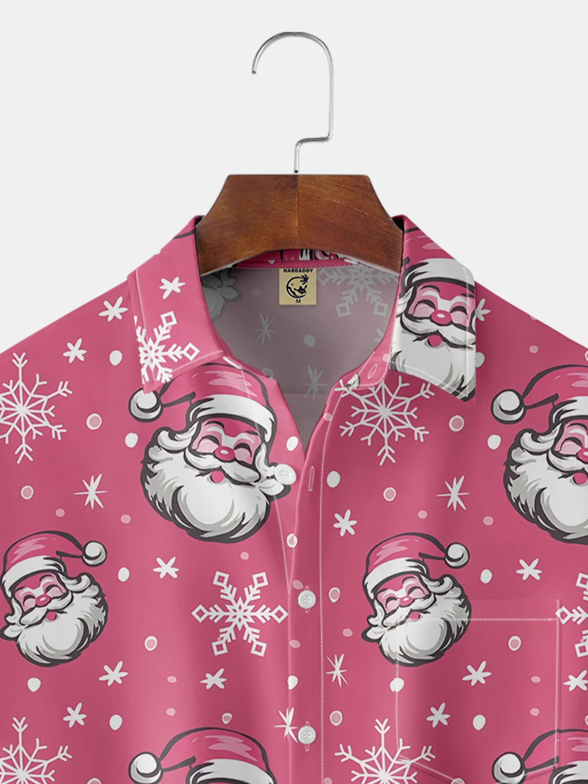 Santa Claus Chest Pocket Short Sleeve Casual Shirt