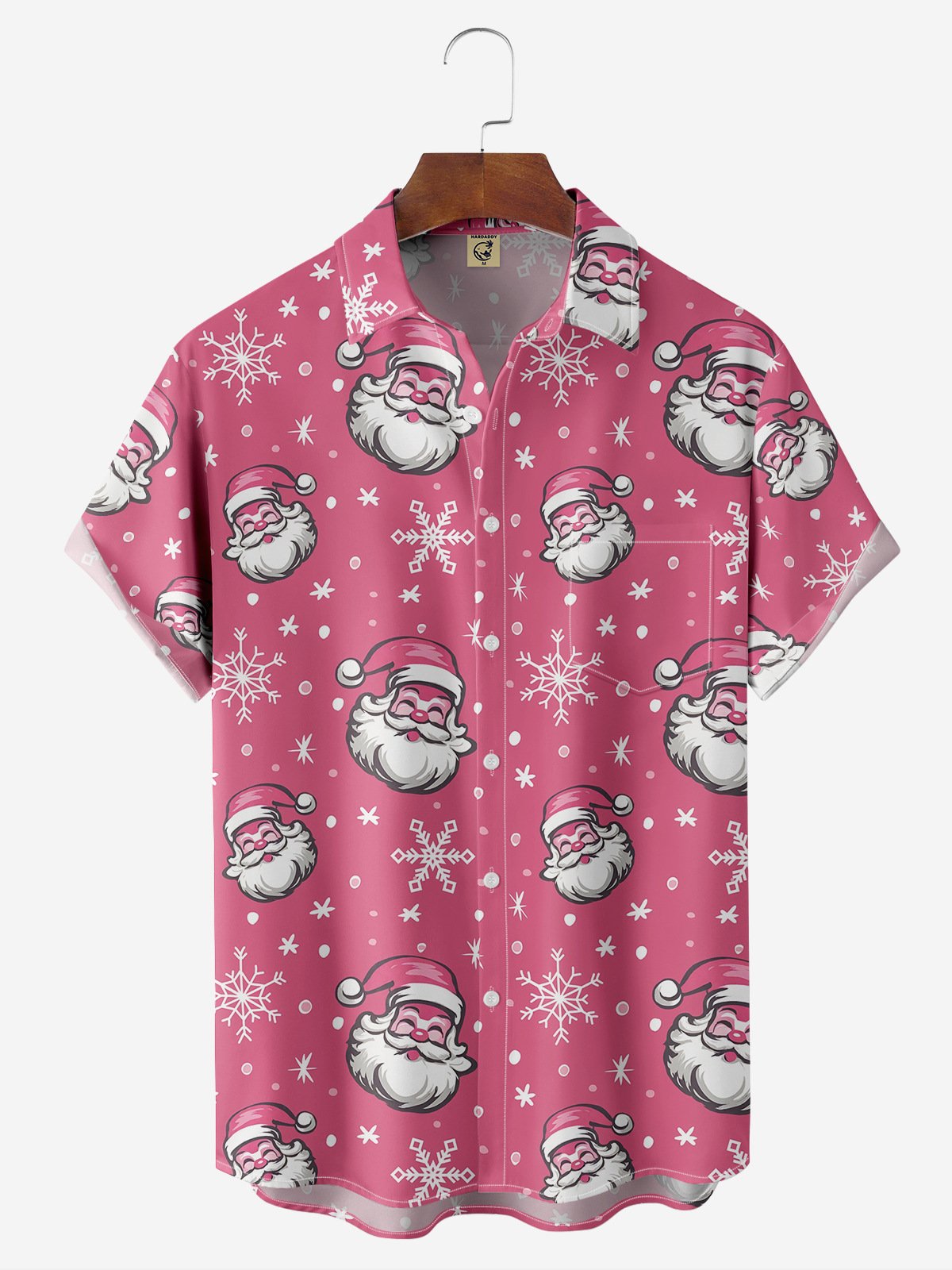 Santa Claus Chest Pocket Short Sleeve Casual Shirt