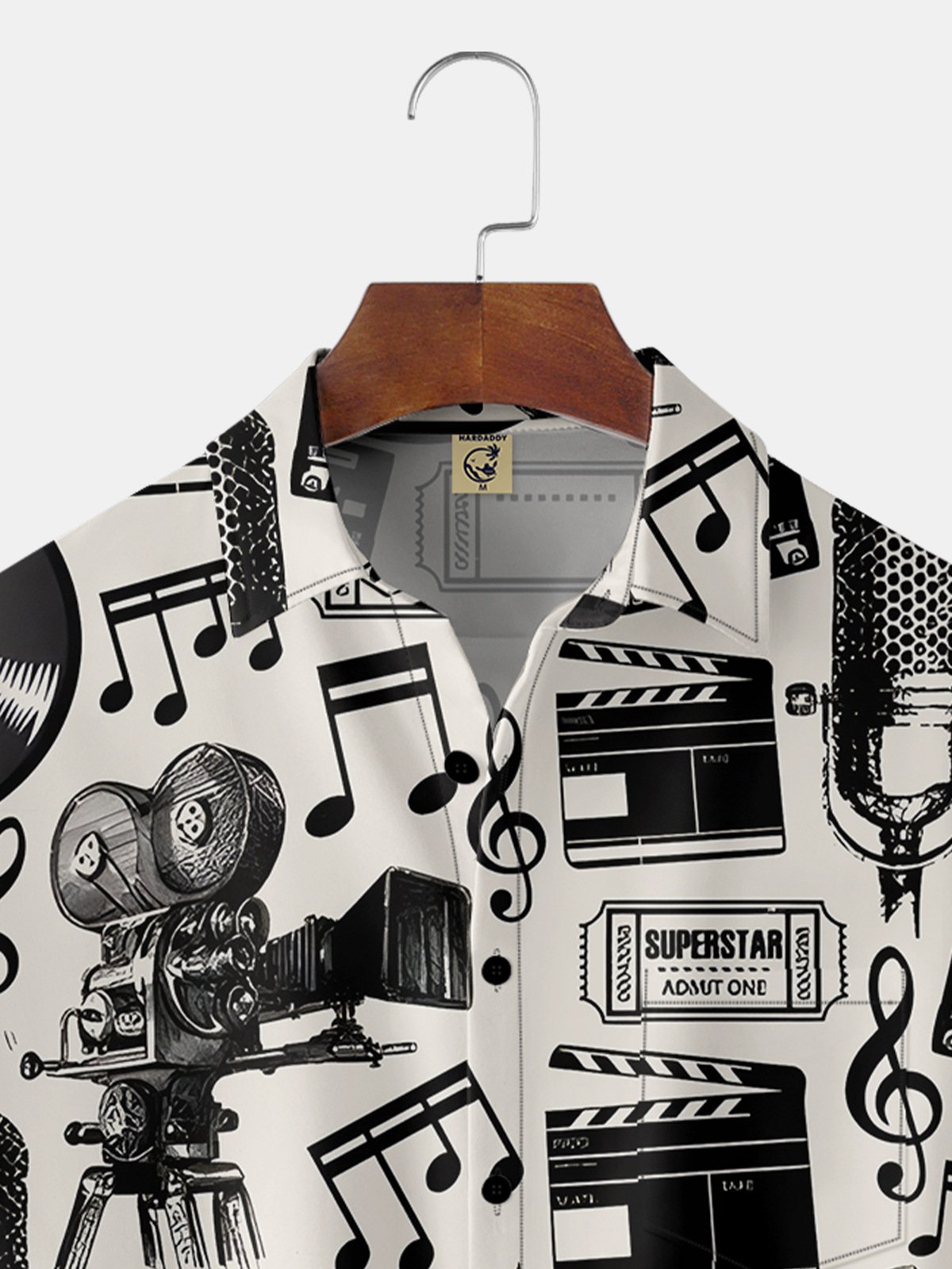 Music Chest Pocket Short Sleeve Casual Shirt