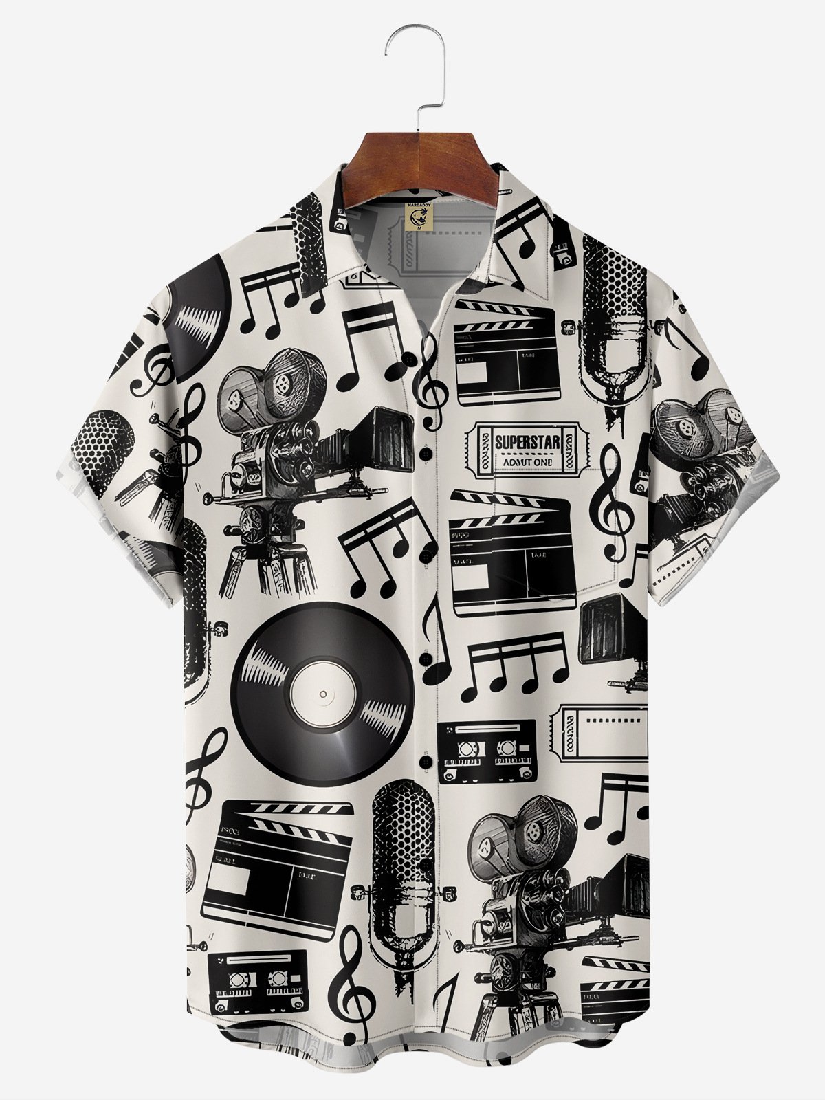 Music Chest Pocket Short Sleeve Casual Shirt