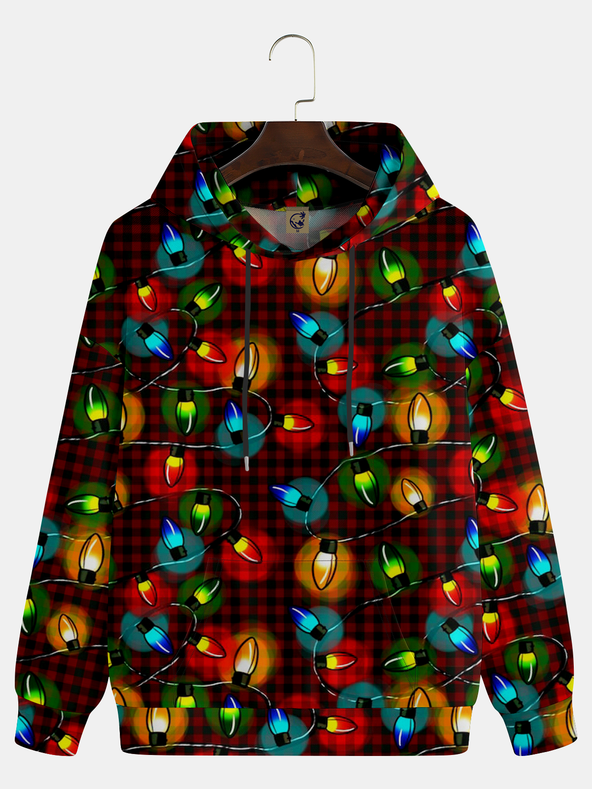 Christmas Lights Plaid Hoodie