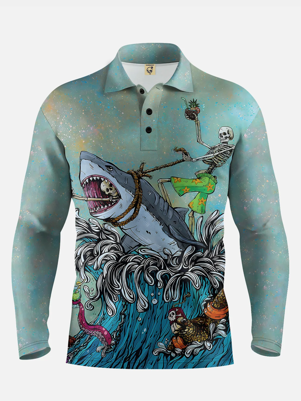 Great White Wave Polo Shirt By David Lozeau