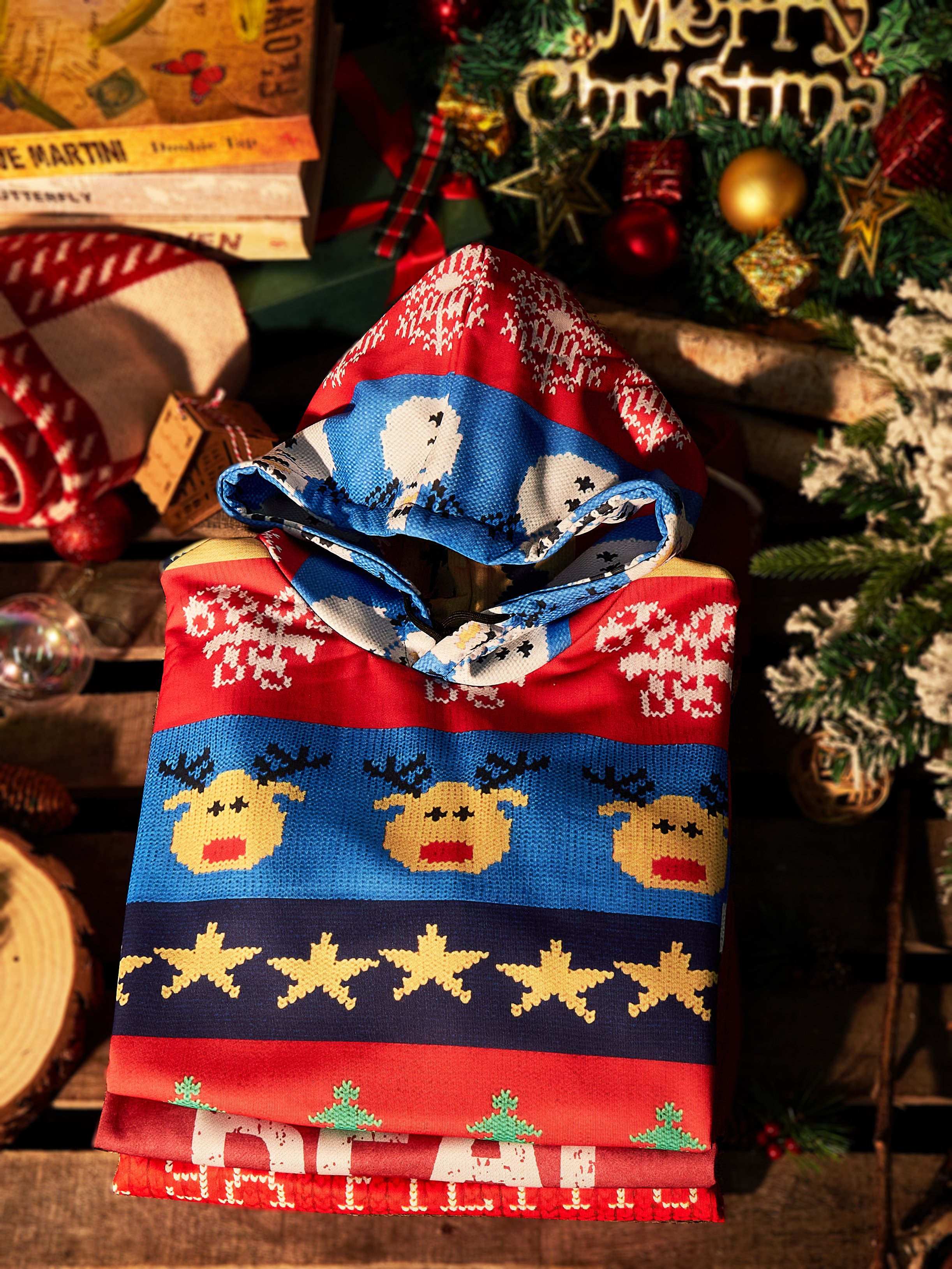 Christmas Reindeer Fair Isle Casual Hoodie