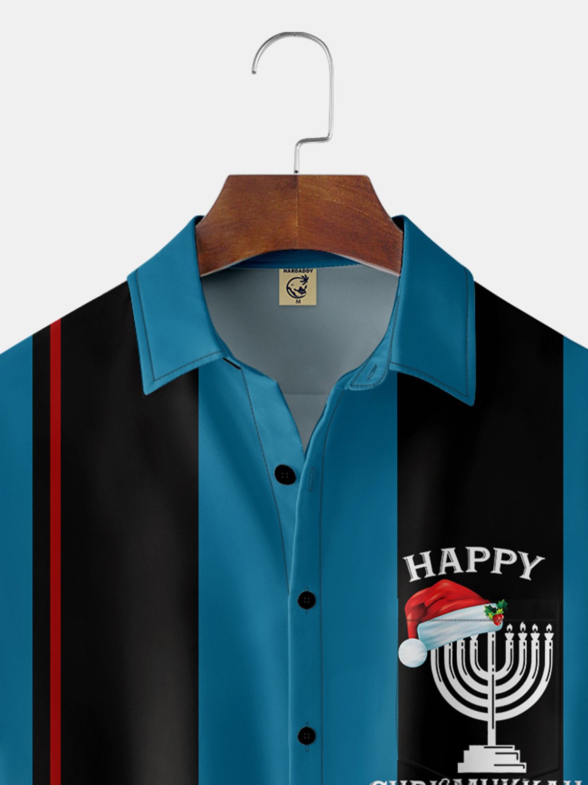 Hanukkah Candle Chest Pocket Short Sleeve Bowling Shirt