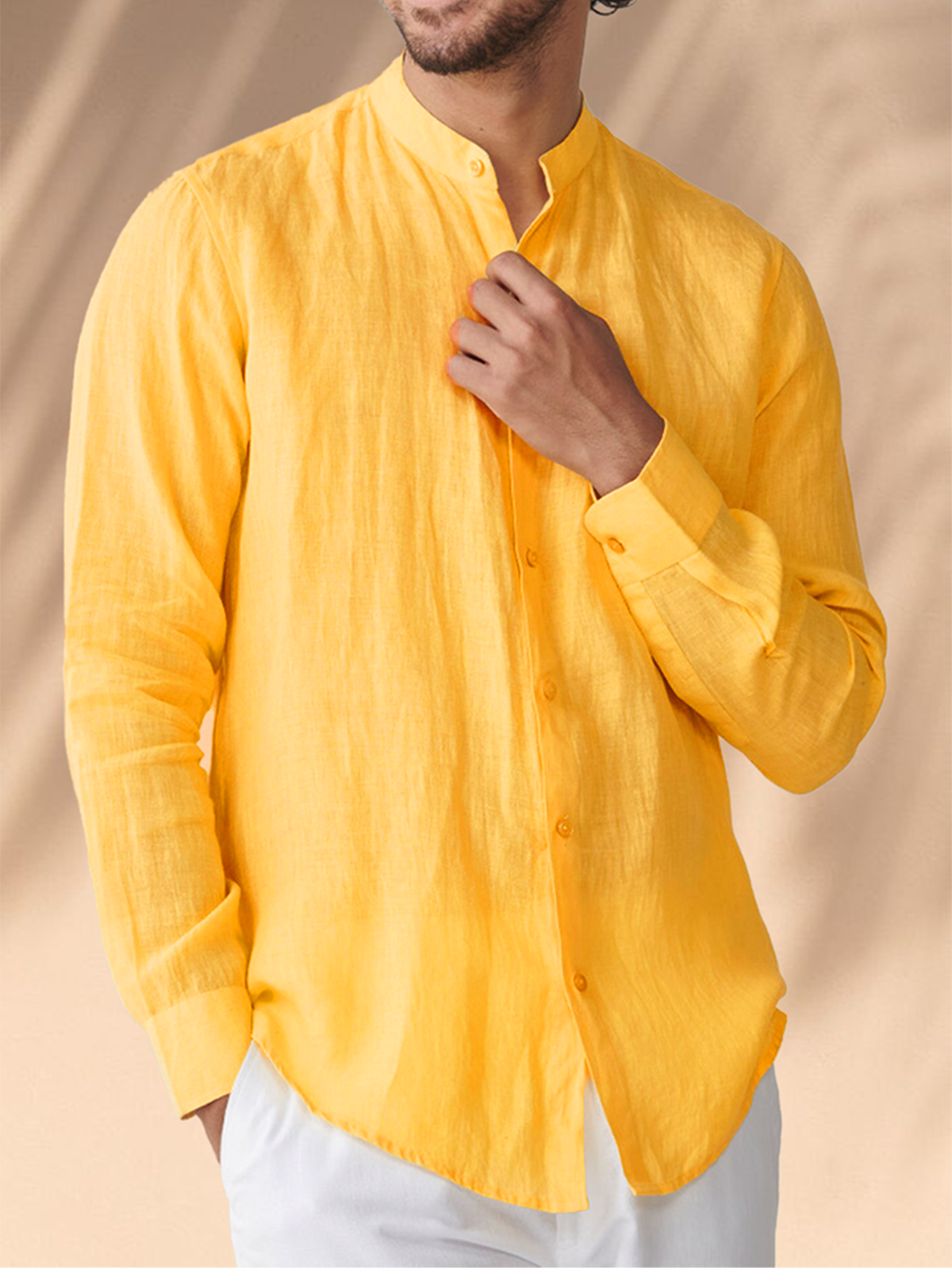 Cotton Plain Long Sleeve Casual Shirt