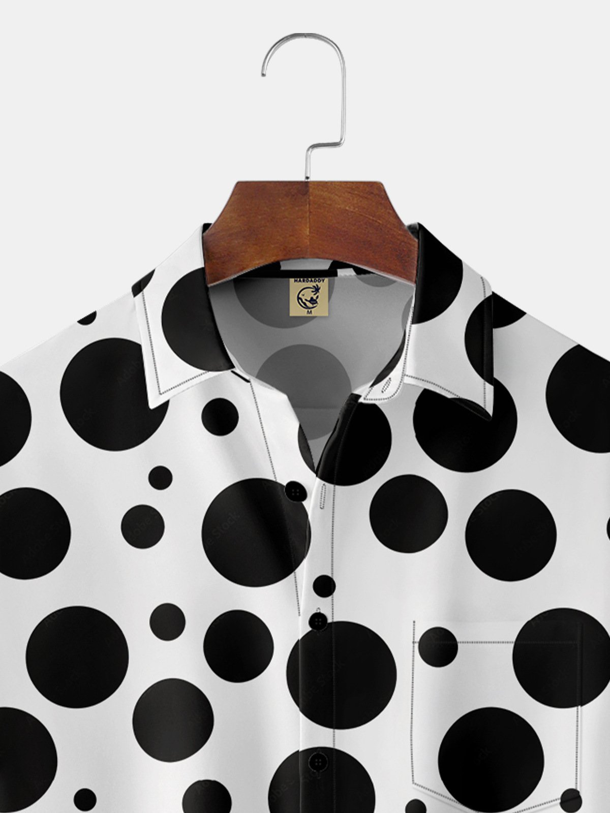 Polka Dot Breast Pocket Short Sleeve Casual Shirt