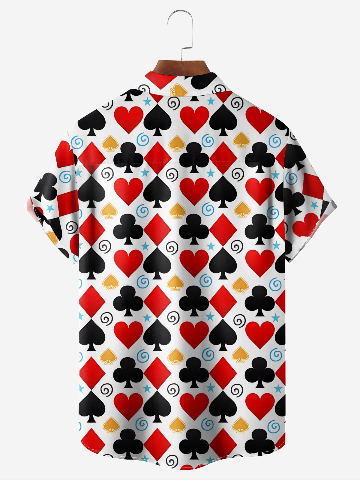 Art Playing Cards Chest Pocket Short Sleeve Casual Shirt