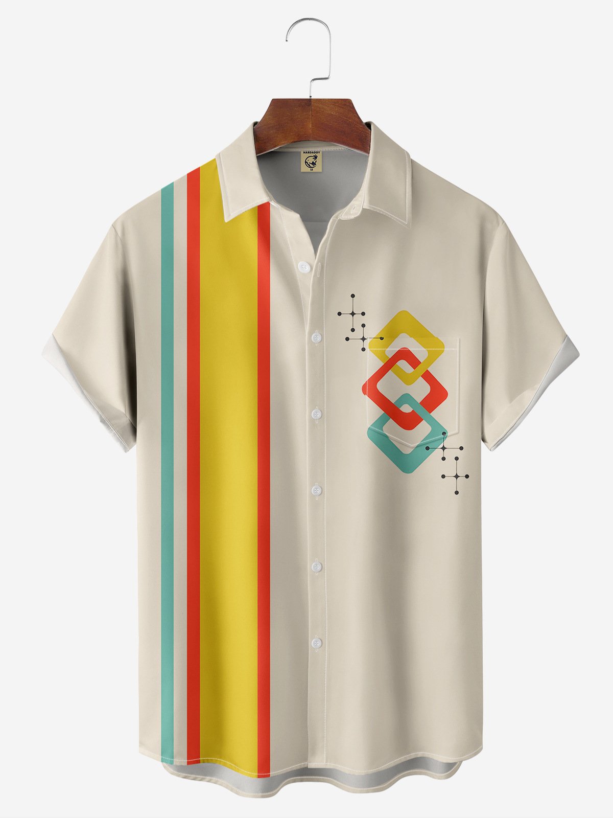 Medieval Pattern Chest Pocket Short Sleeve Bowling Shirt