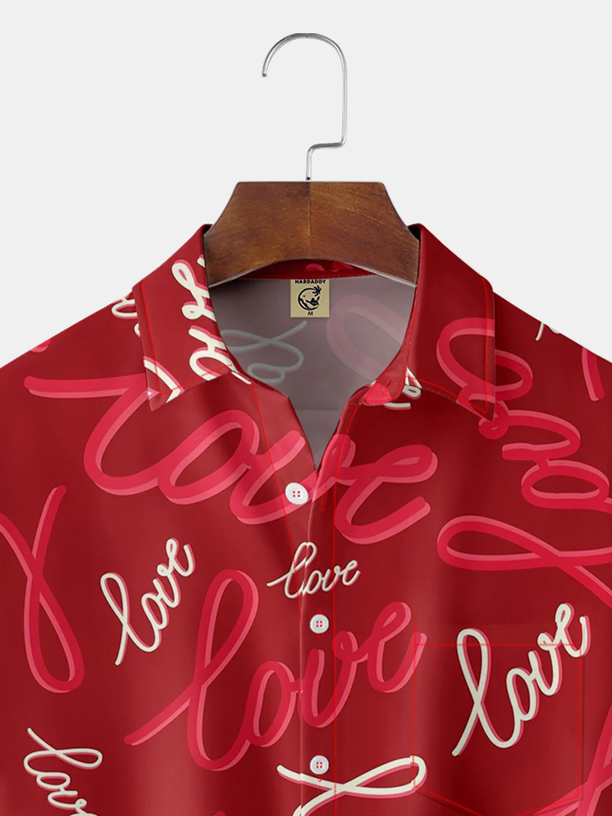 Hardaddy Valentine's Day Love Chest Pocket Short Sleeve Hawaiian Shirt