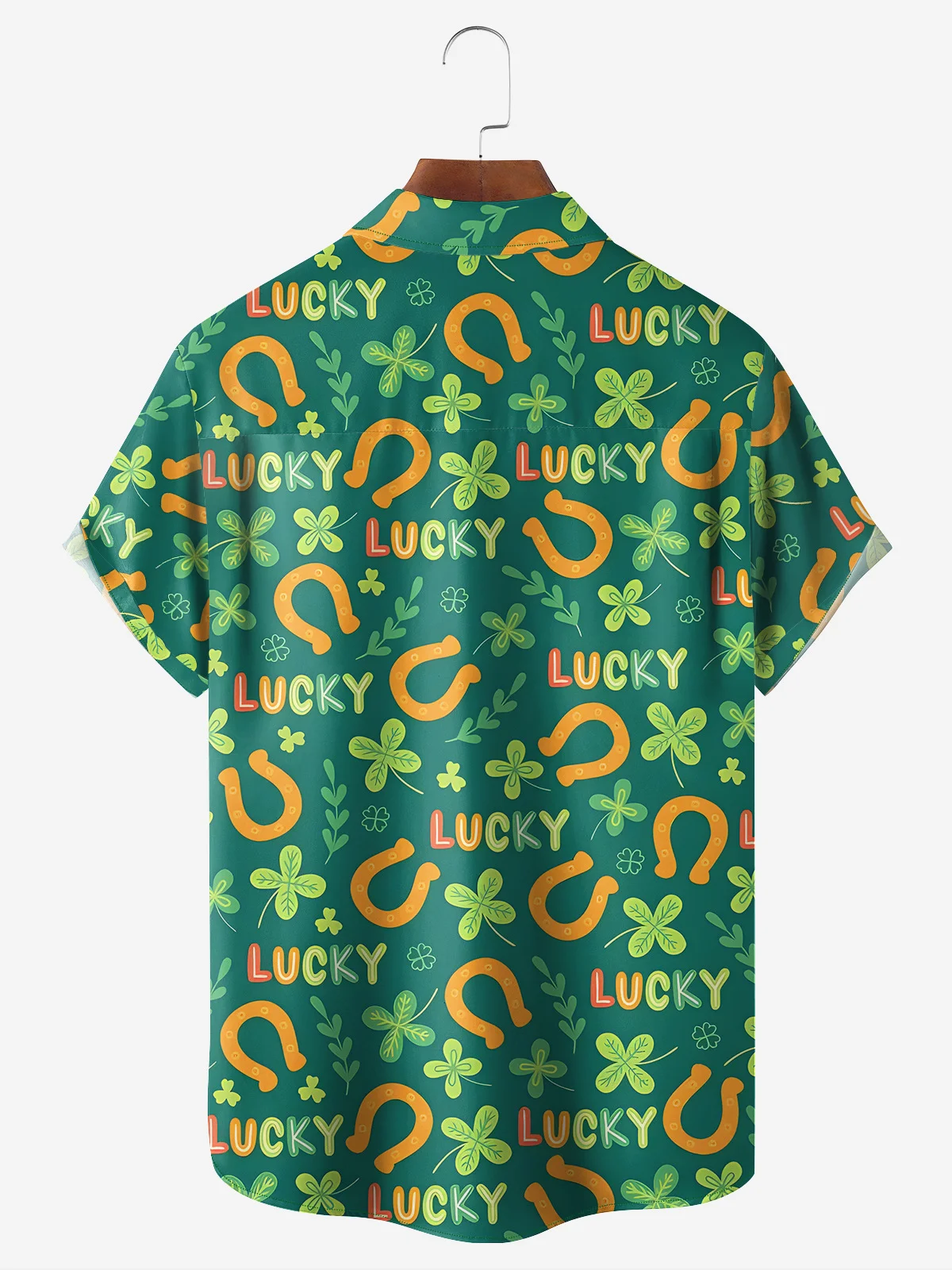 St. Patrick's Day Golden Saddle Chest Pocket Short Sleeve Hawaiian Shirt