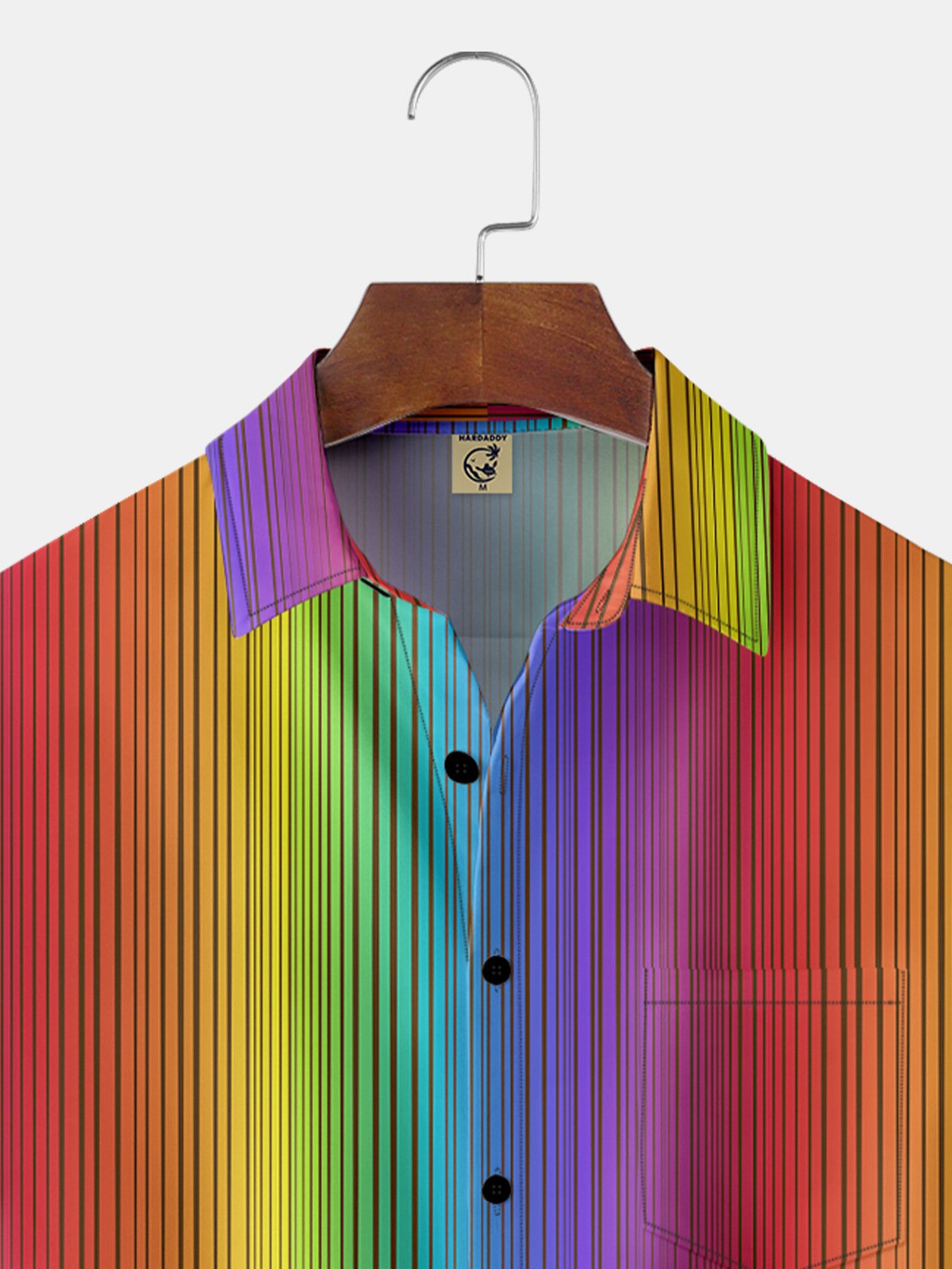 Hardaddy Colorful Striped Chest Pocket Short Sleeve Casual Shirt
