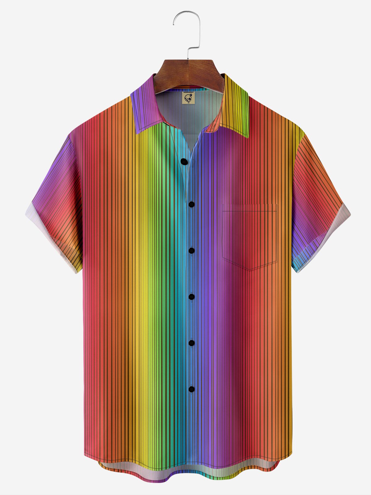 Hardaddy Colorful Striped Chest Pocket Short Sleeve Casual Shirt