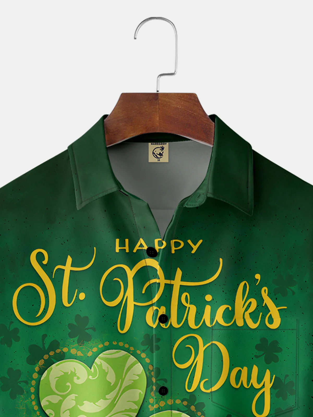 St. Patrick's Day Clover Chest Pocket Short Sleeve Hawaiian Shirt