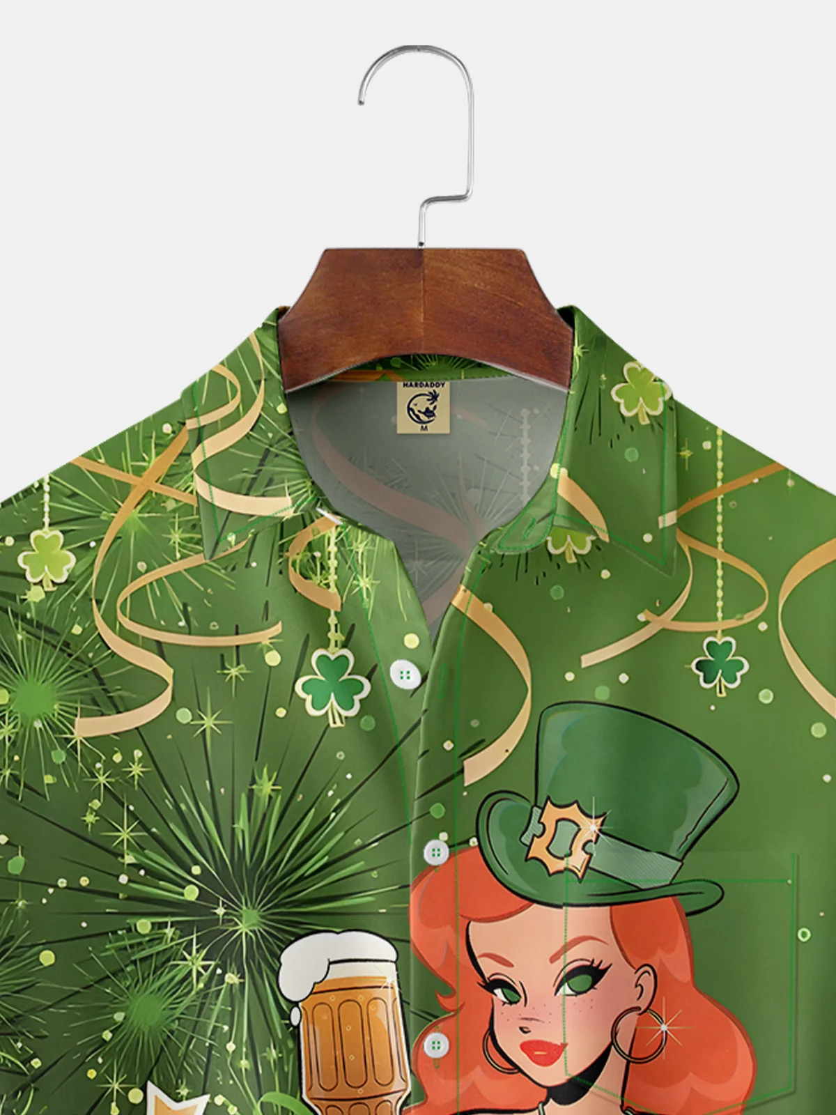 Hawaiian Button Up Shirt For Men Green St. Patrick'S Day Luck By Alice Meow