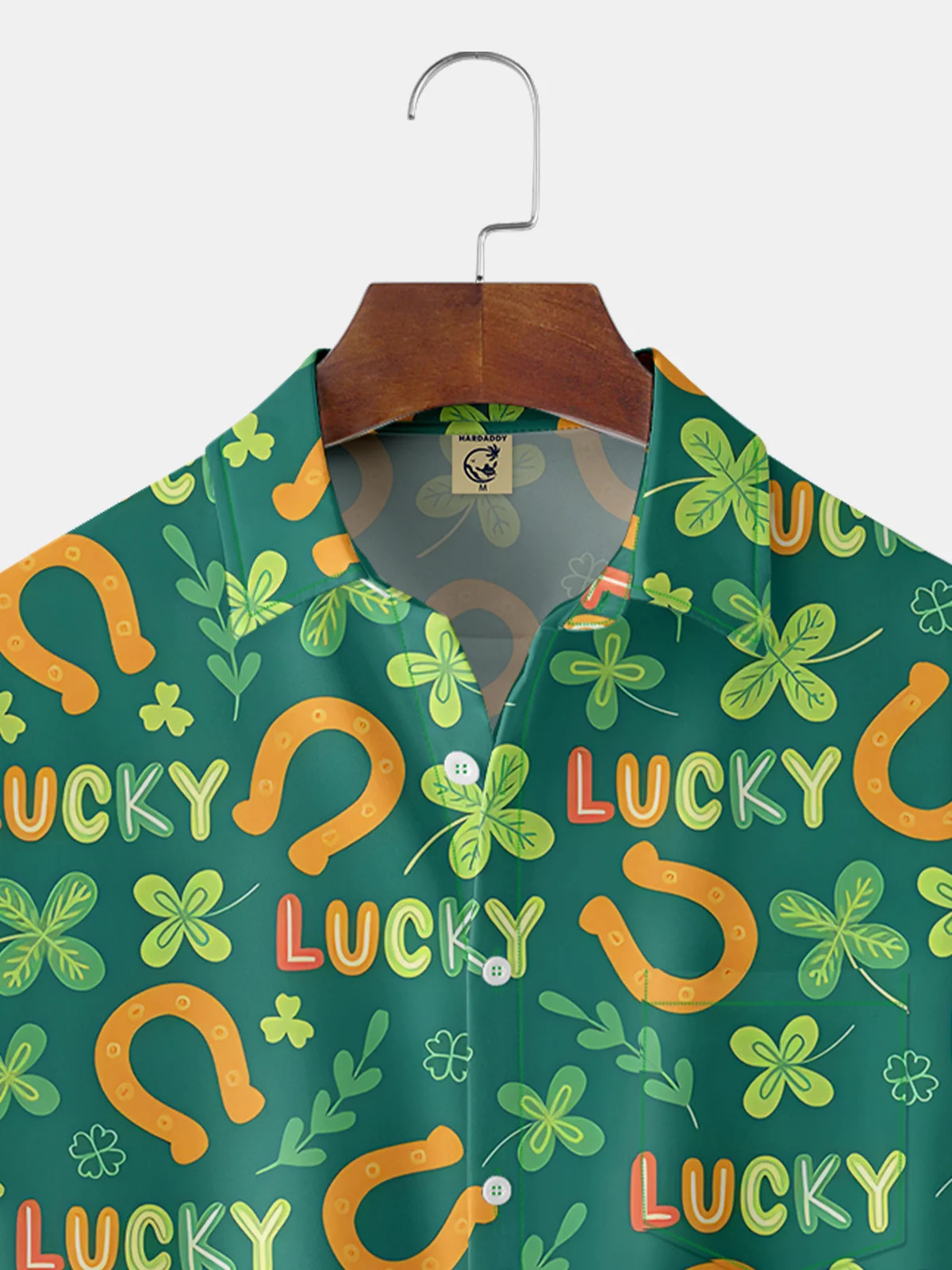 St. Patrick's Day Golden Saddle Chest Pocket Short Sleeve Hawaiian Shirt