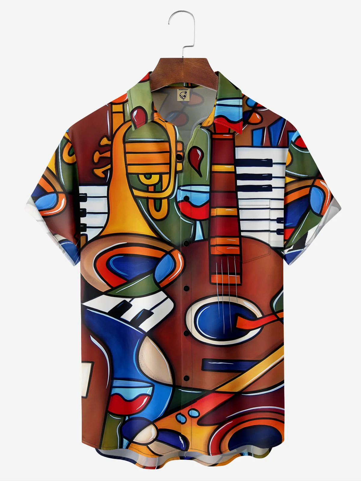 Music Chest Pocket Short Sleeve Hawaiian Shirt