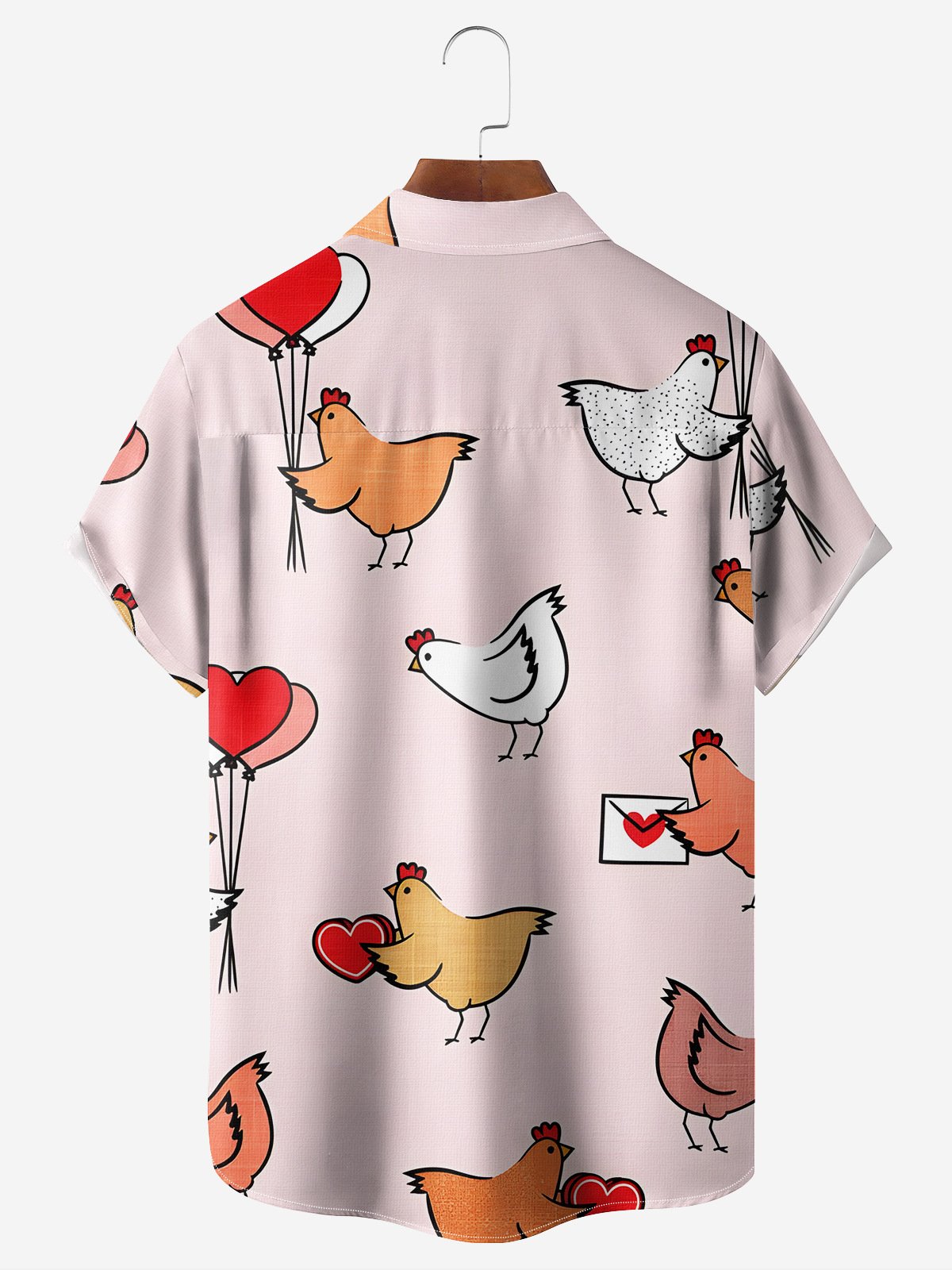 Animal Chicken Chest Bag Short Sleeve Casual Shirt