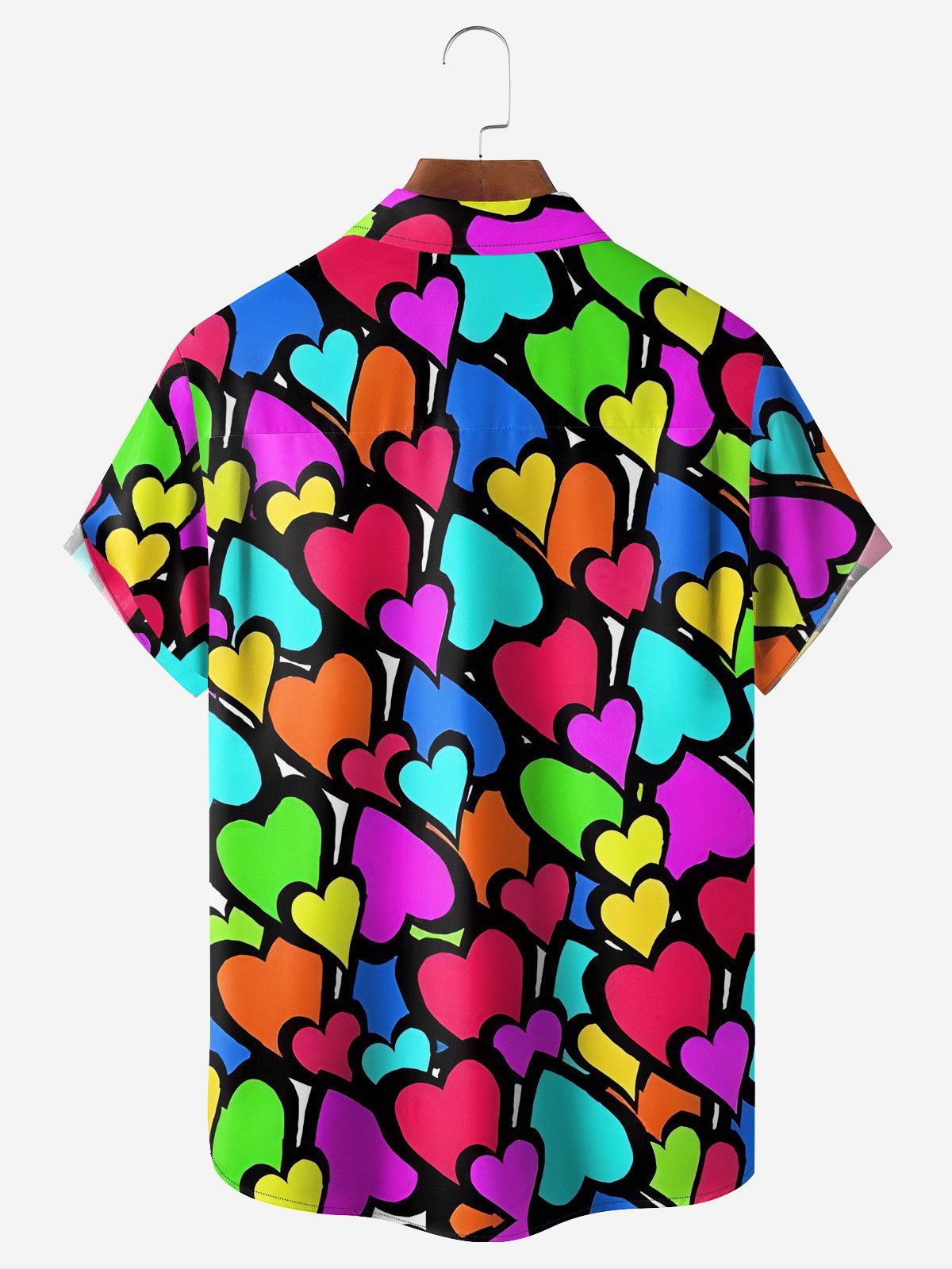 Hardaddy Valentine Heart Chest Pocket Short Sleeve Casual Shirt