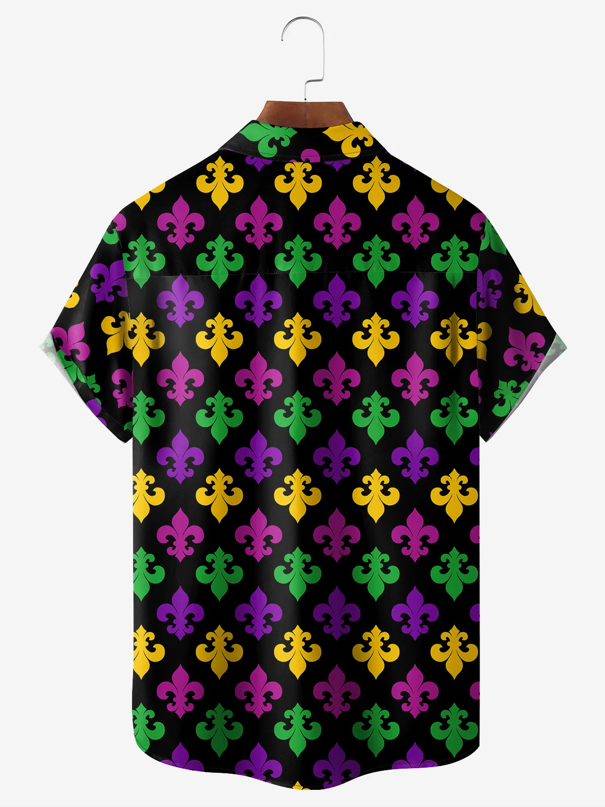 Hardaddy Mardi Gras Chest Pocket Short Sleeve Casual Shirt