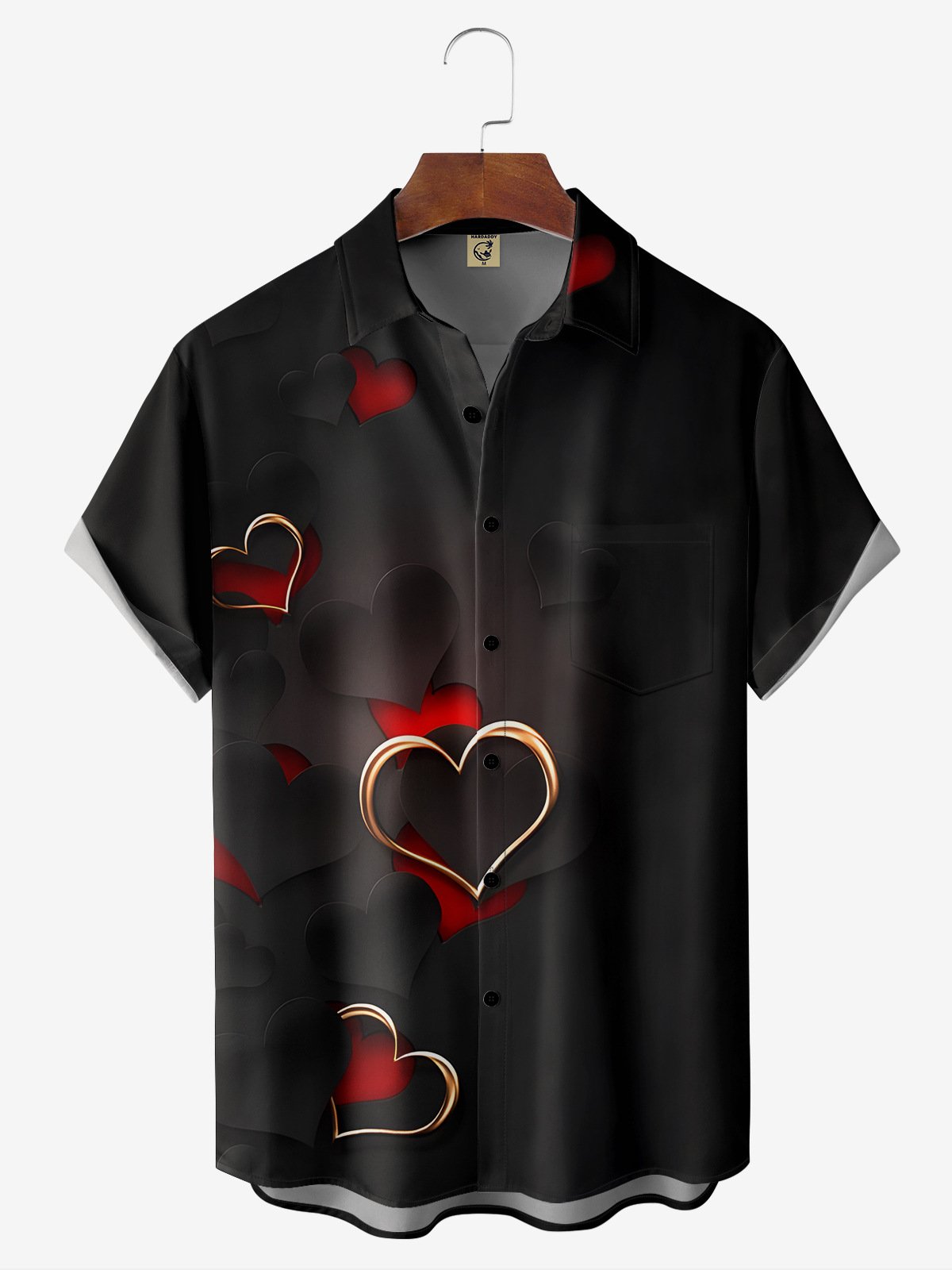 Hardaddy Heart Chest Pocket Short Sleeve Casual Shirt