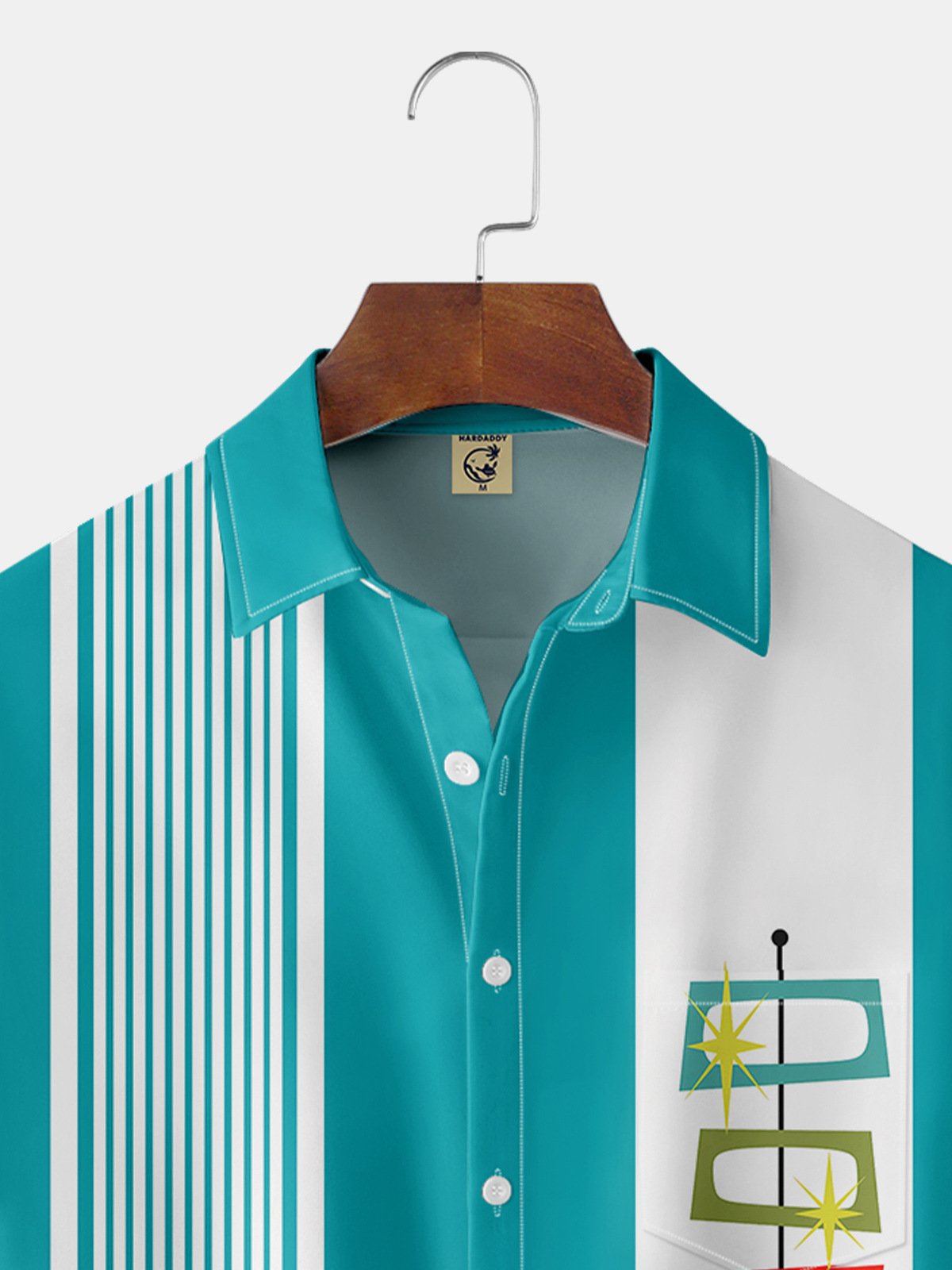 Hardaddy Men's Geometric Print Casual Breathable Hawaiian Short Sleeve Shirt