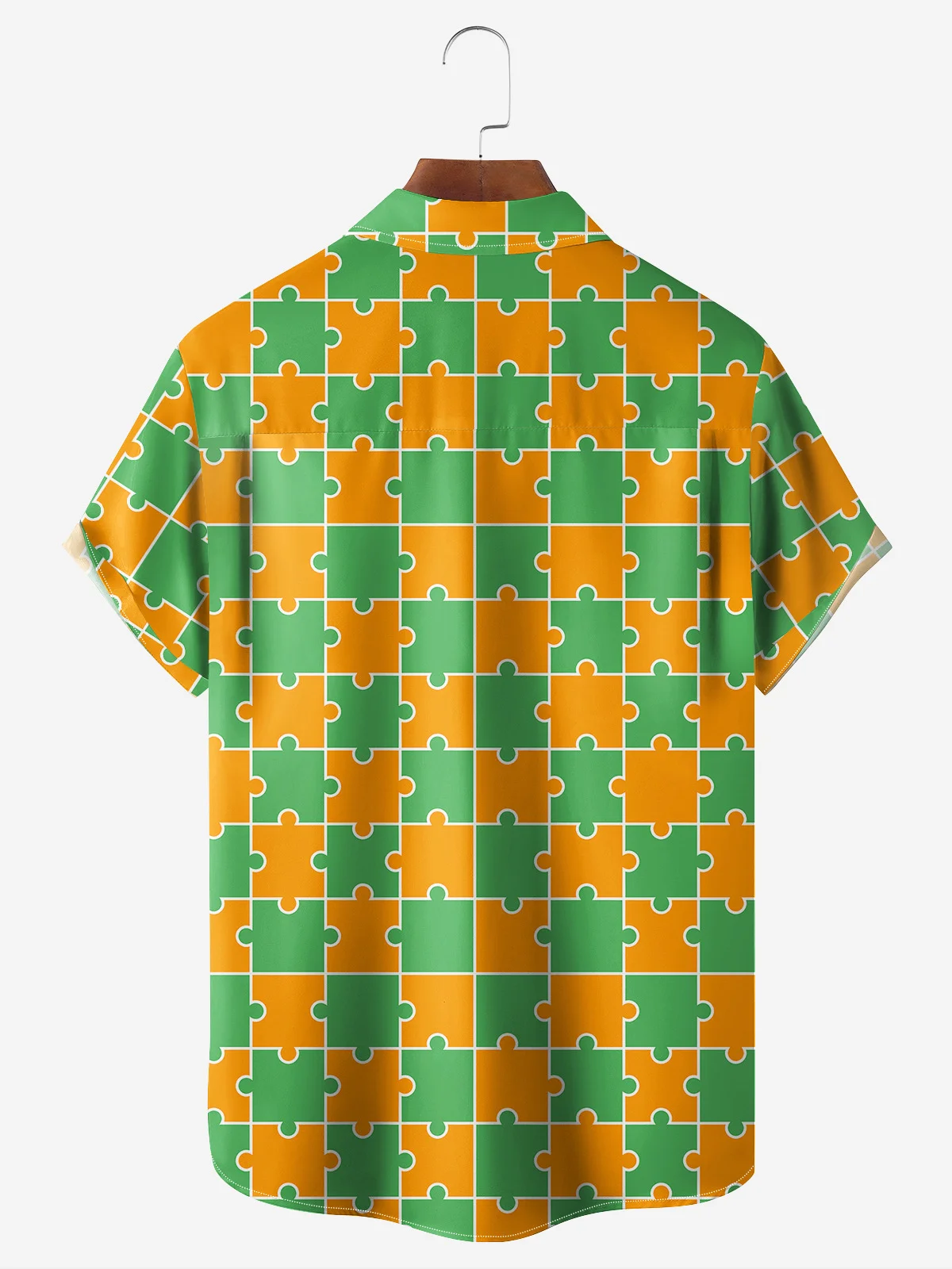 Hardaddy Hawaiian Button Up Shirt for Men Irish St. Patrick's Day Lucky Clover Lucky Grid Regular Fit Short Sleeve Shirt St Paddy's Day Shirt