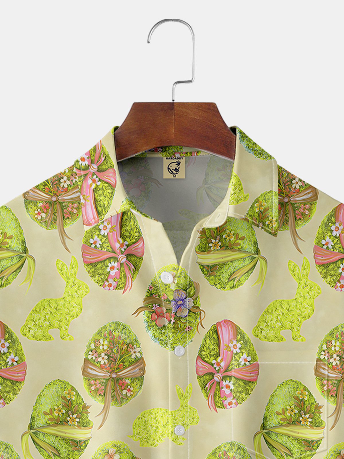 Easter Eggs Chest Pocket Short Sleeve Casual Shirt