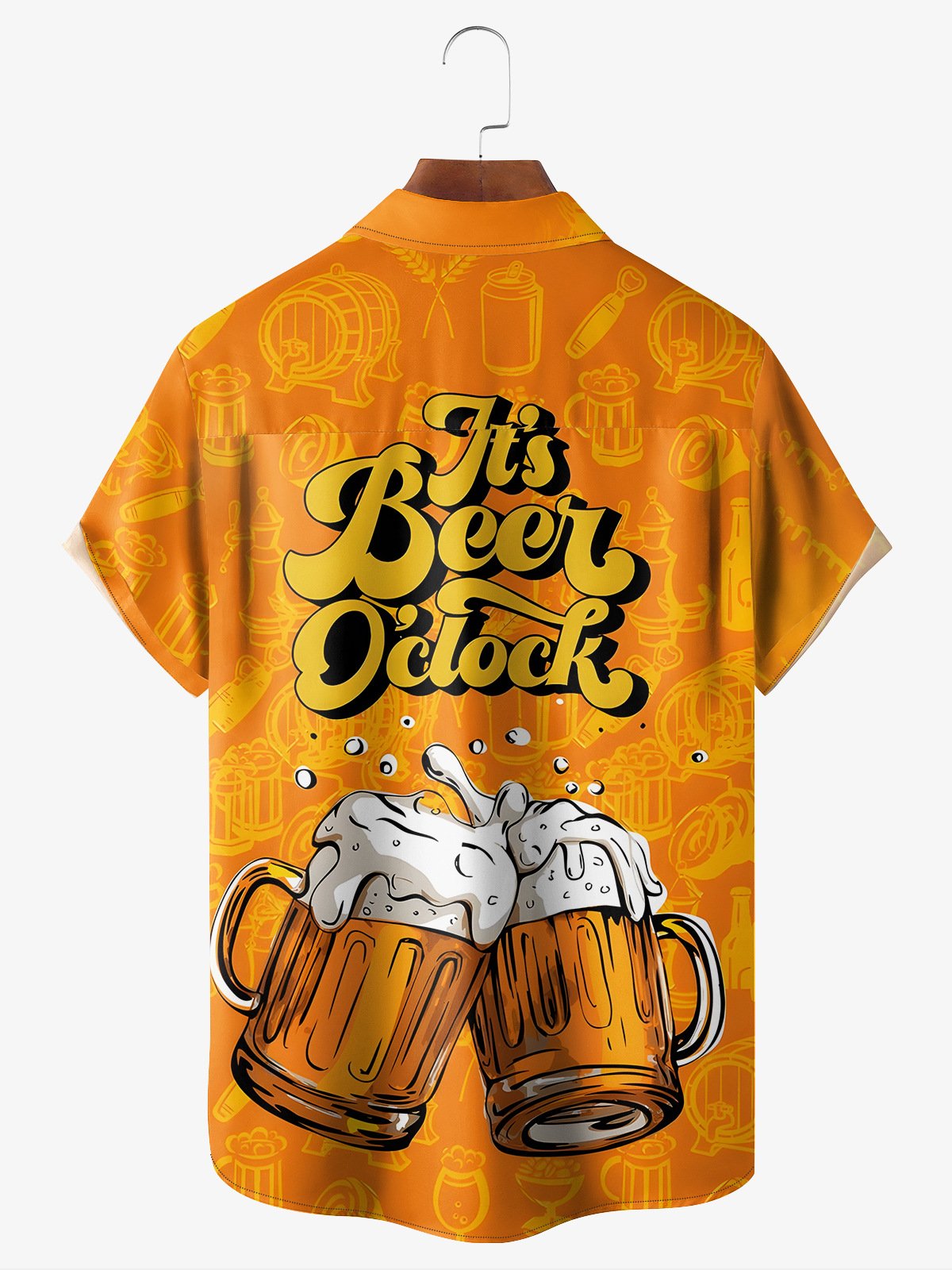 Hardaddy Funny Button Down Hawaiian Shirts It's Beer O'clock Chest Pocket Short Sleeve Casual Shirt