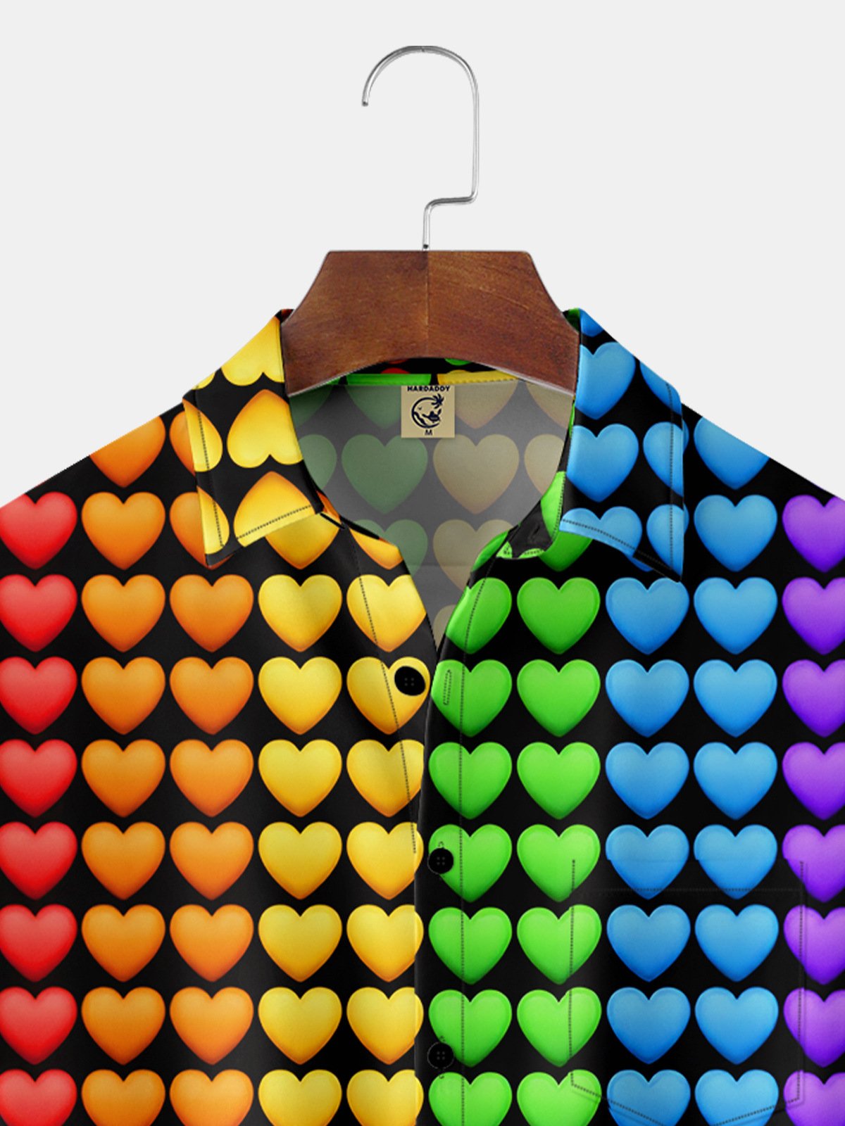 Hardaddy Valentine Hearts Chest Pocket Short Sleeve Casual Shirt