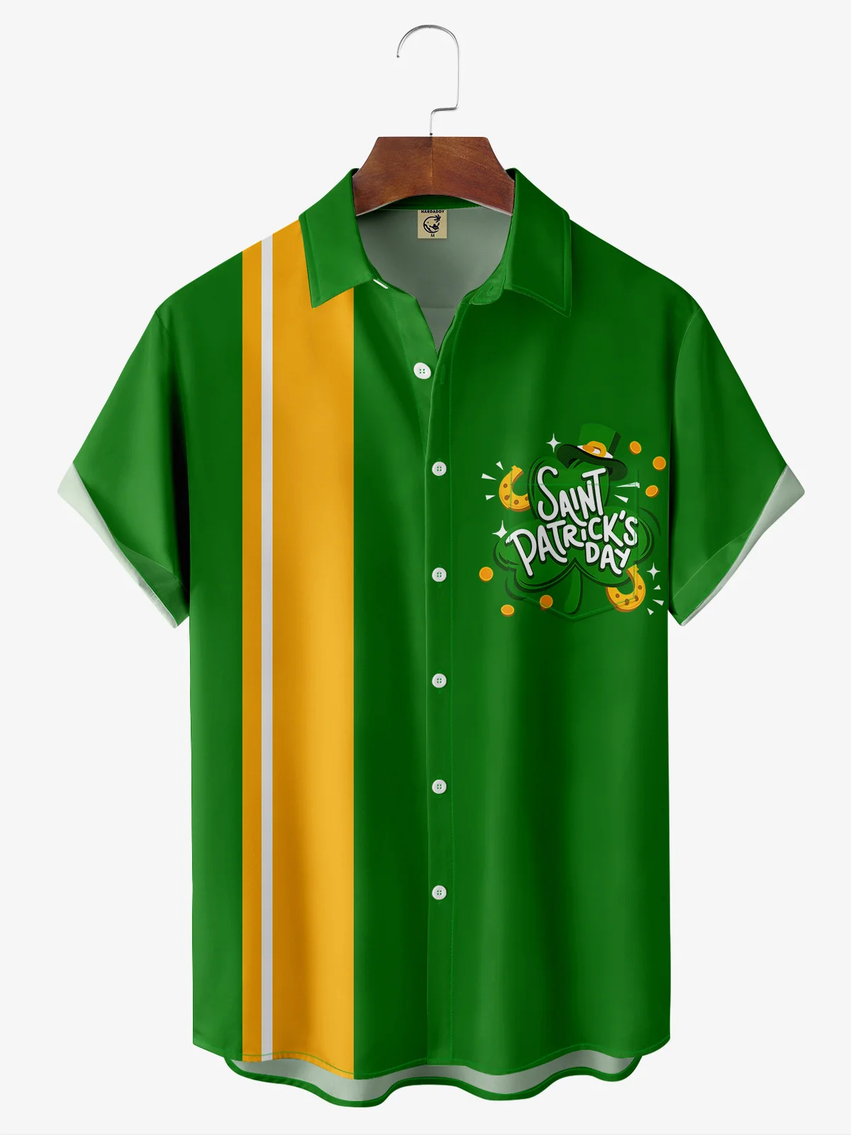 St Patricks Day Chest Pocket Short Sleeve Bowling Shirt