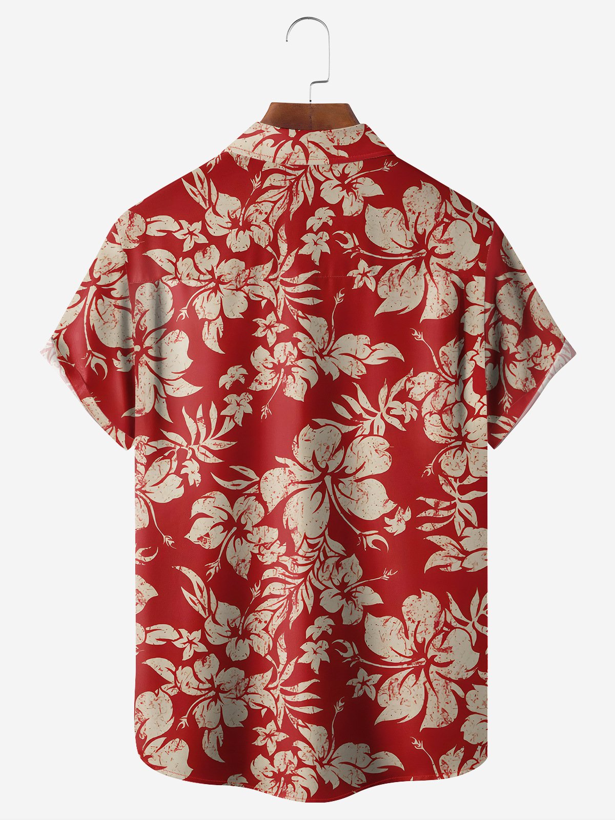 Hardaddy Holiday Style Hawaiian Series Plant Flower Leaf Element Lapel Short-Sleeved Shirt Print Top