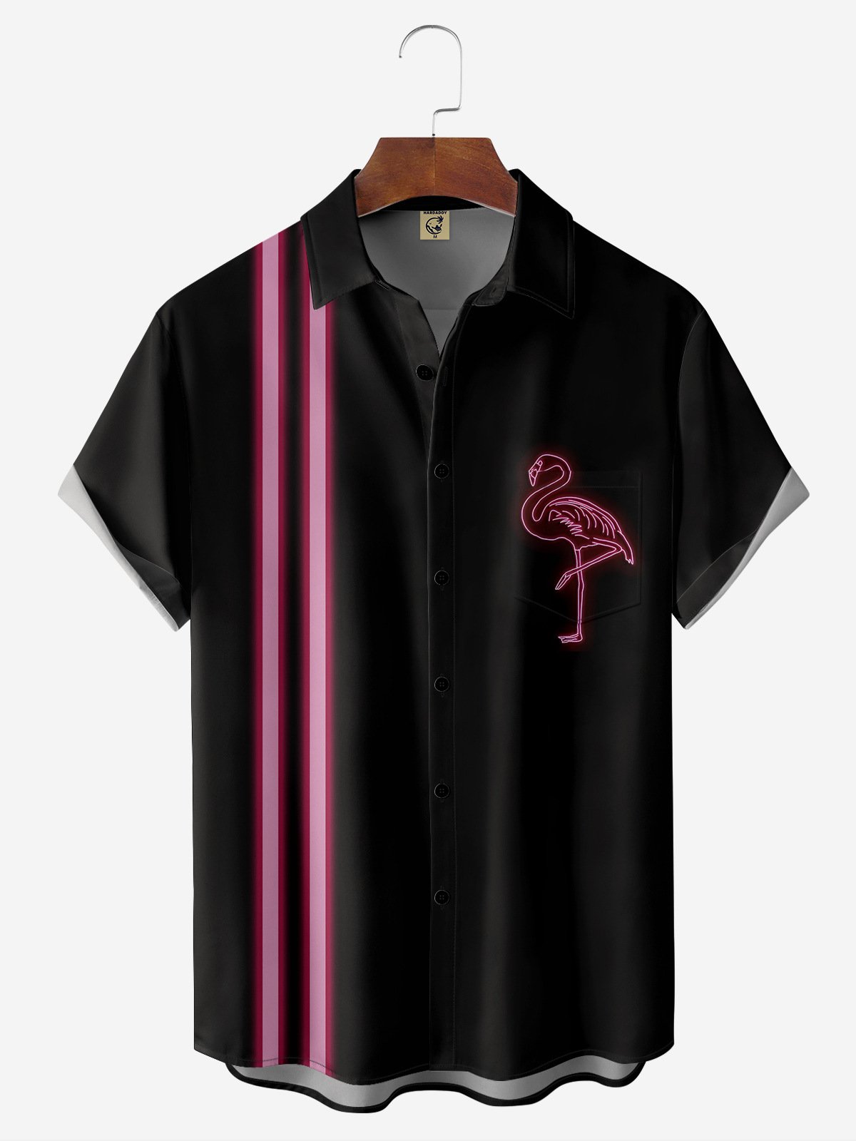 Hardaddy Flamingo Chest Pocket Short Sleeve Bowling Shirt