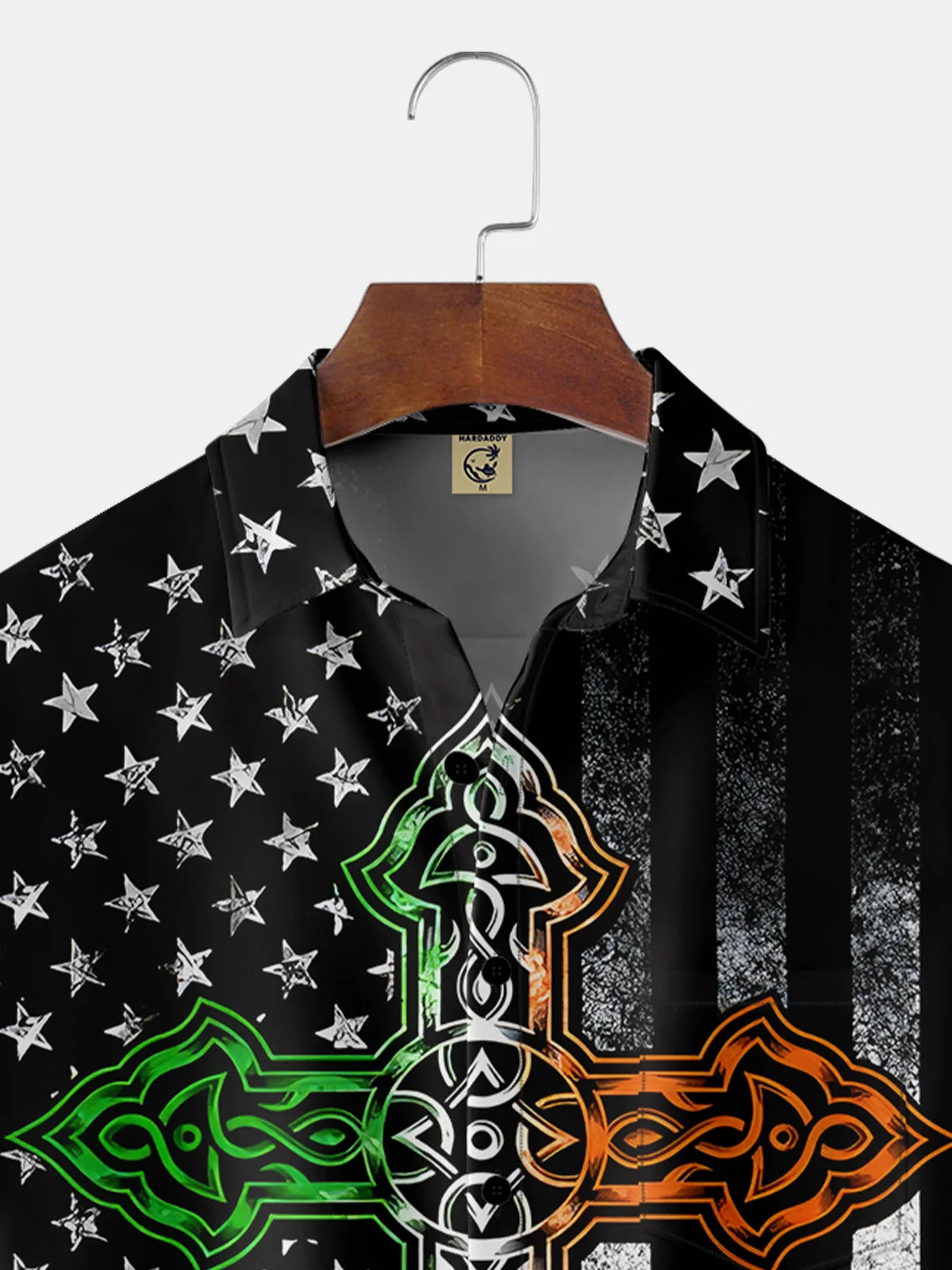 Hardaddy Hawaiian Button Up Shirt for Men St. Patrick's Day American Flag Regular Fit Short Sleeve Shirt St Paddy's Day Shirt