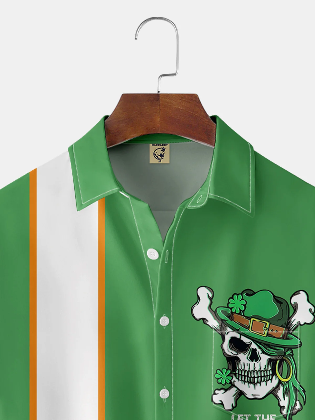 Clover Skull Chest Pocket Short Sleeve Bowling Shirt