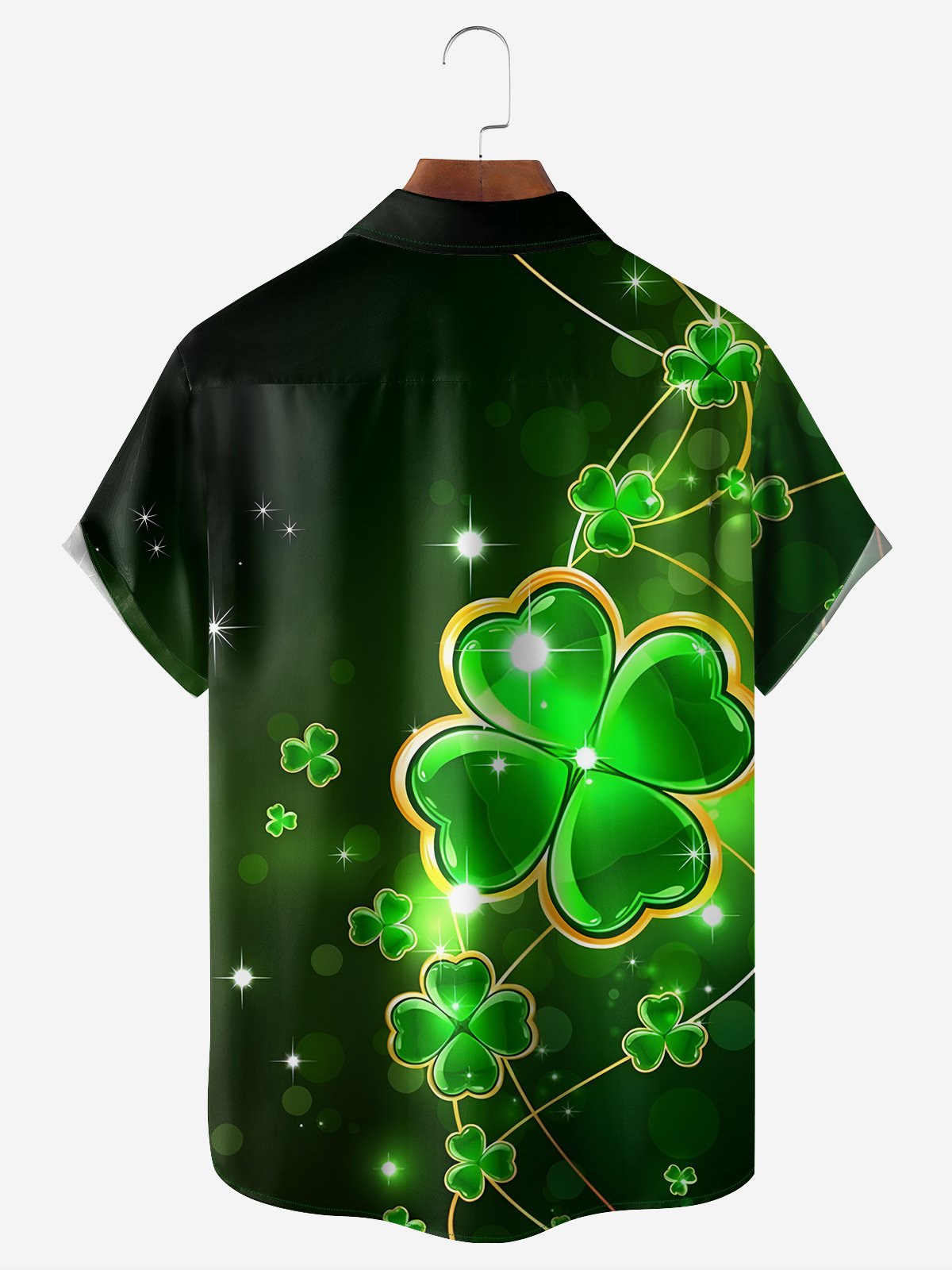 Hardaddy Irish Parade Hawaiian Button Up Shirt for Men Green St. Patrick's Day Lucky Clover Regular Fit Short Sleeve Shirt St Paddy's Day Shirt