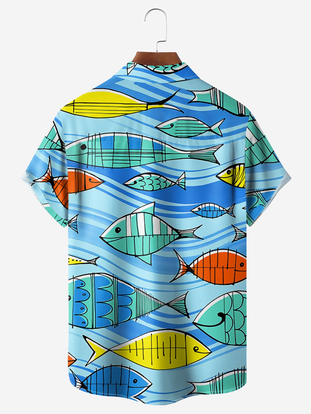 Hardaddy Fish Chest Pocket Short Sleeve Hawaiian Shirt