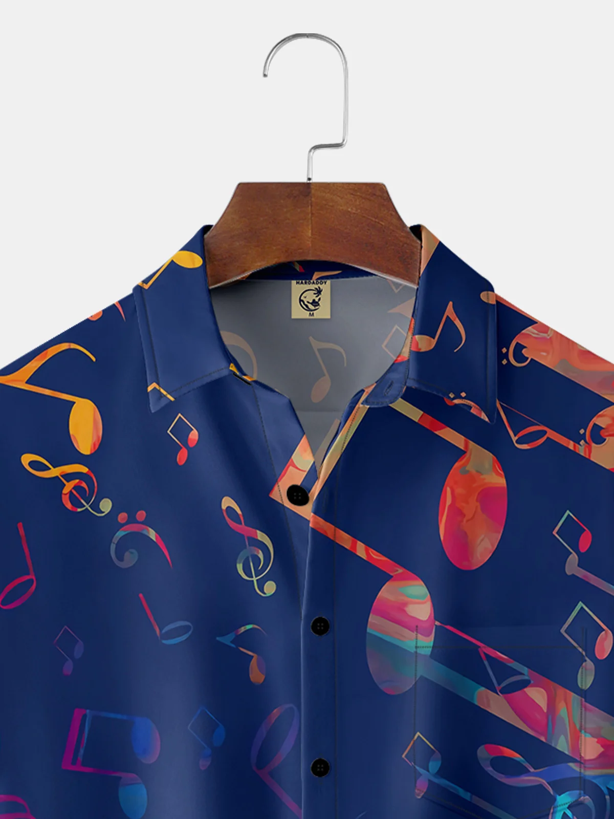 Music Notes Chest Pocket Short Sleeve Casual Shirt