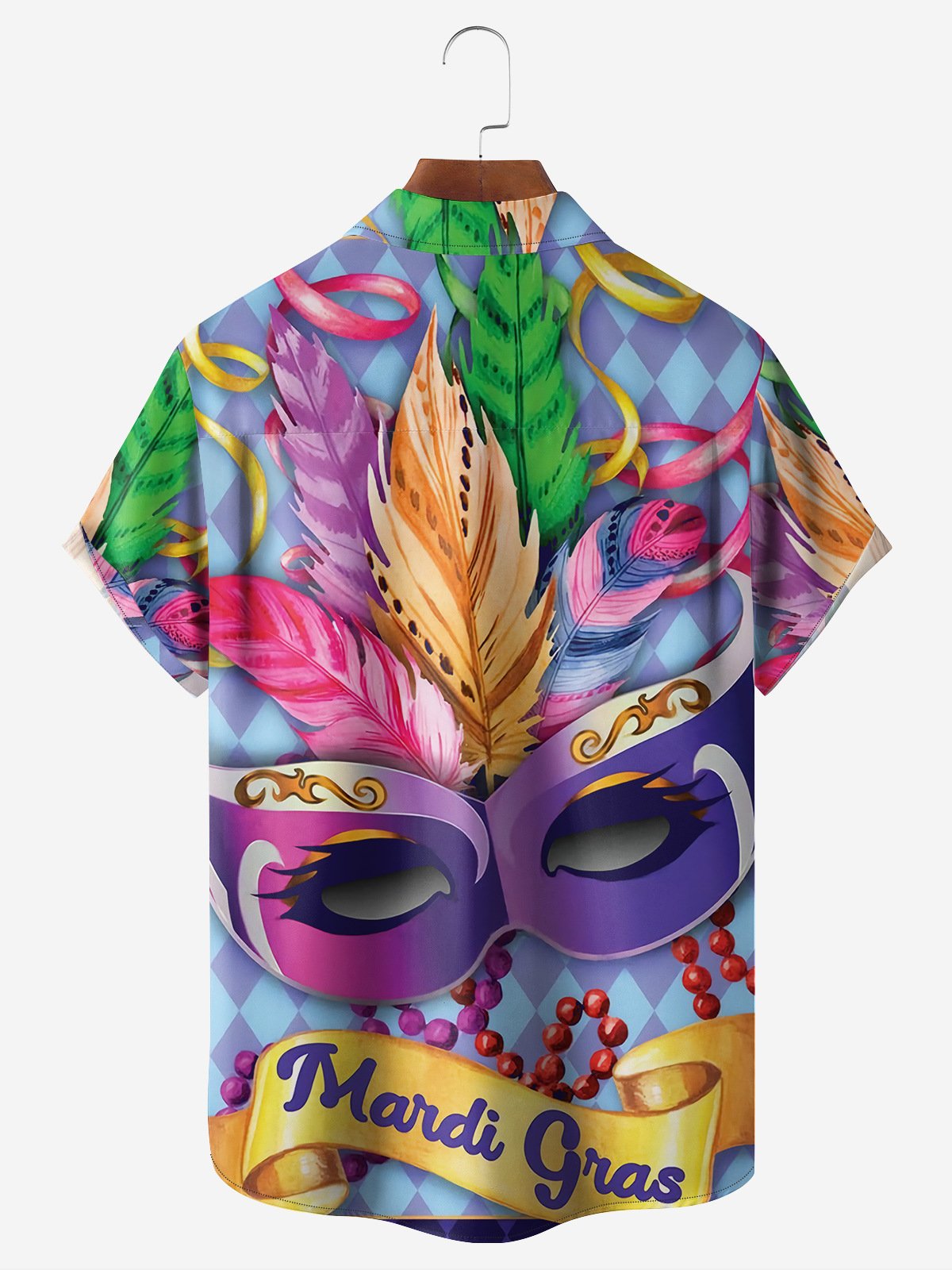 Mardi Gras Chest Pocket Short Sleeve Casual Shirt
