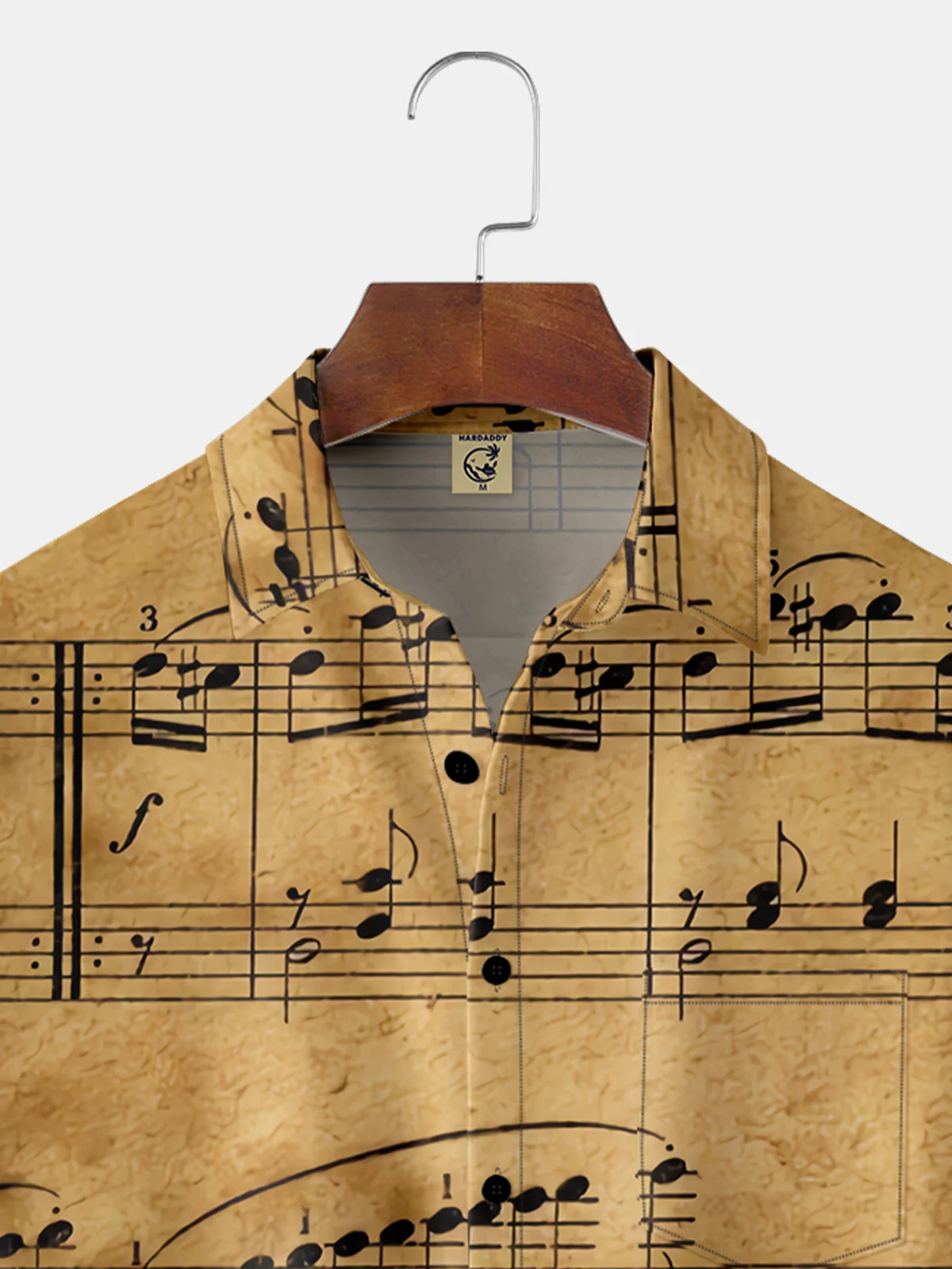 Music Notes Chest Pocket Short Sleeve Casual Shirt