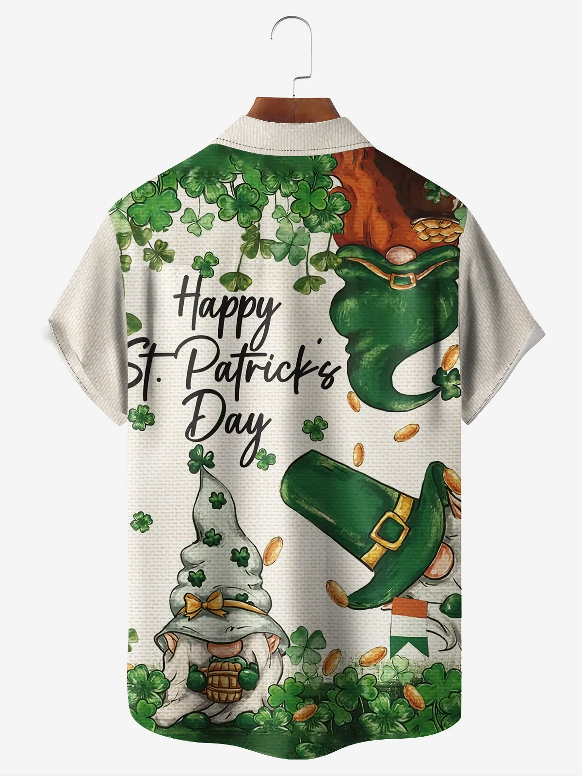 St. Patrick Gnomes Chest Pocket Short Sleeve Casual Shirt