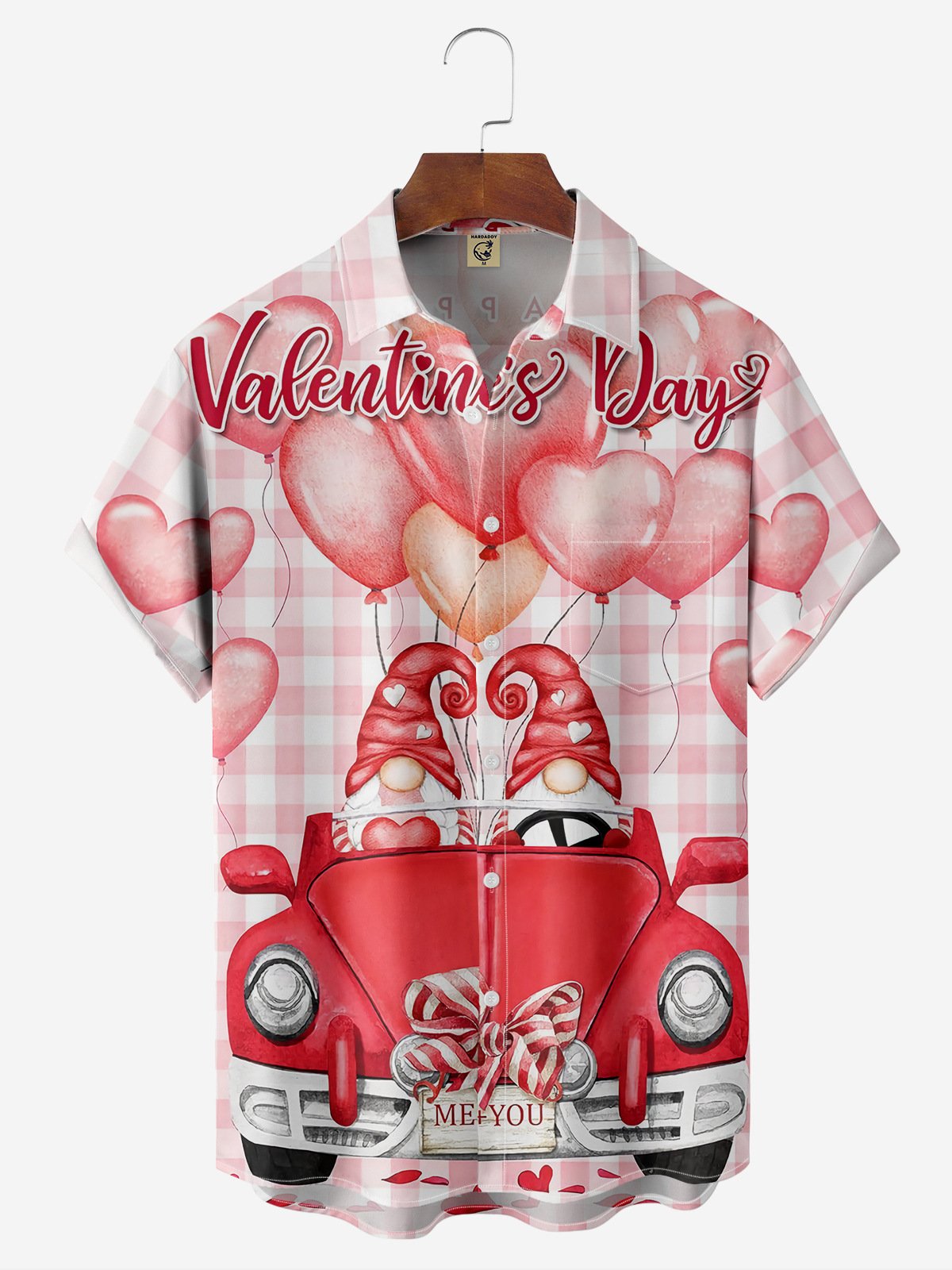 Hardaddy Valentine's Day Chest Pocket Short Sleeve Casual Shirt