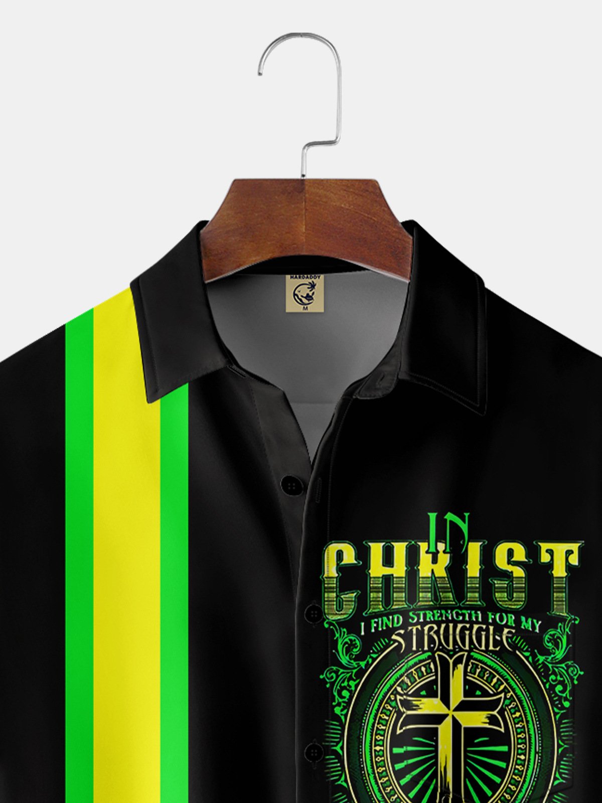 Easter Cross Chest Pocket Short Sleeve Bowling Shirt