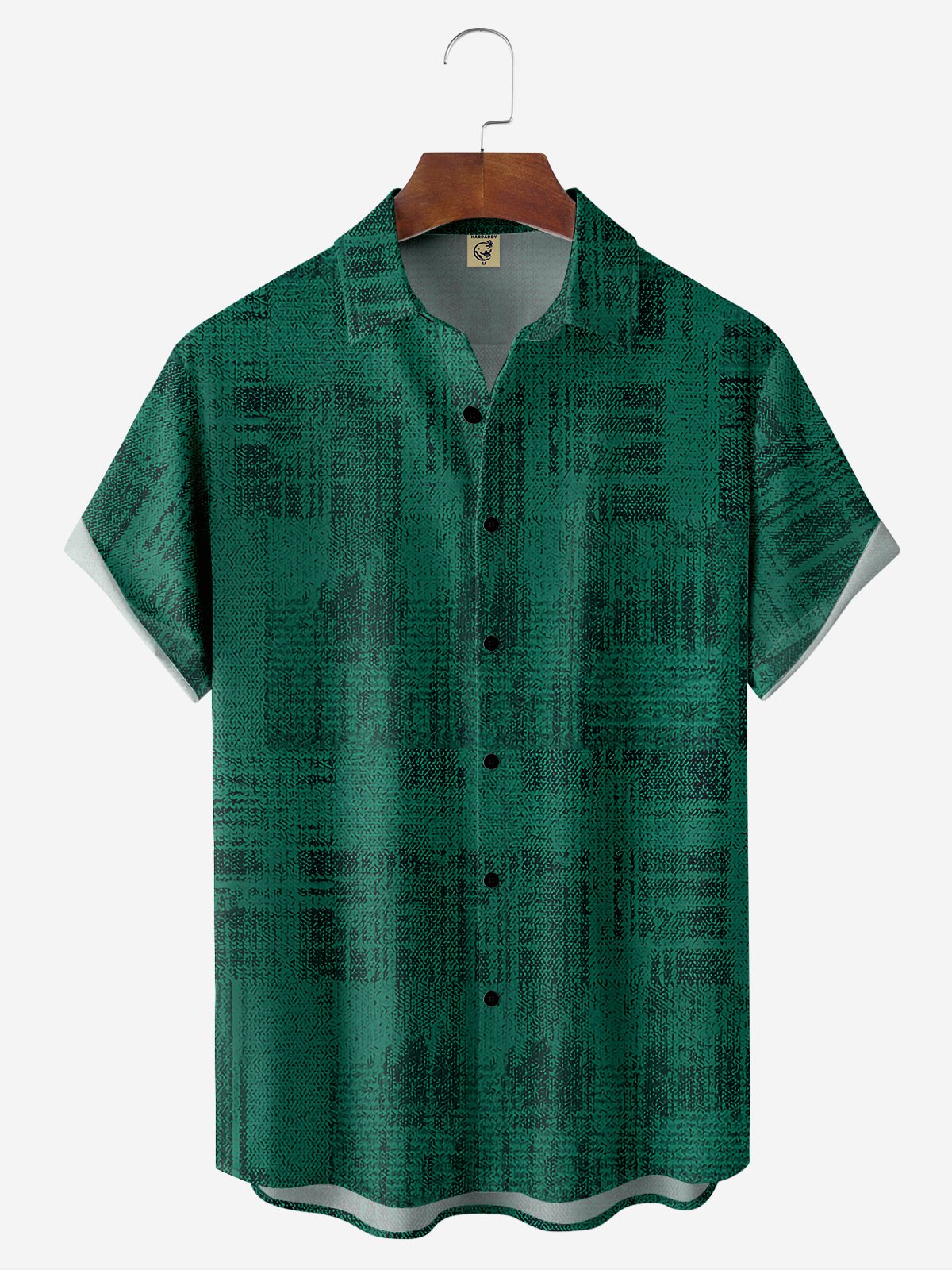 Hardaddy Geometric Plaid Chest Pocket Short Sleeve Casual Shirt