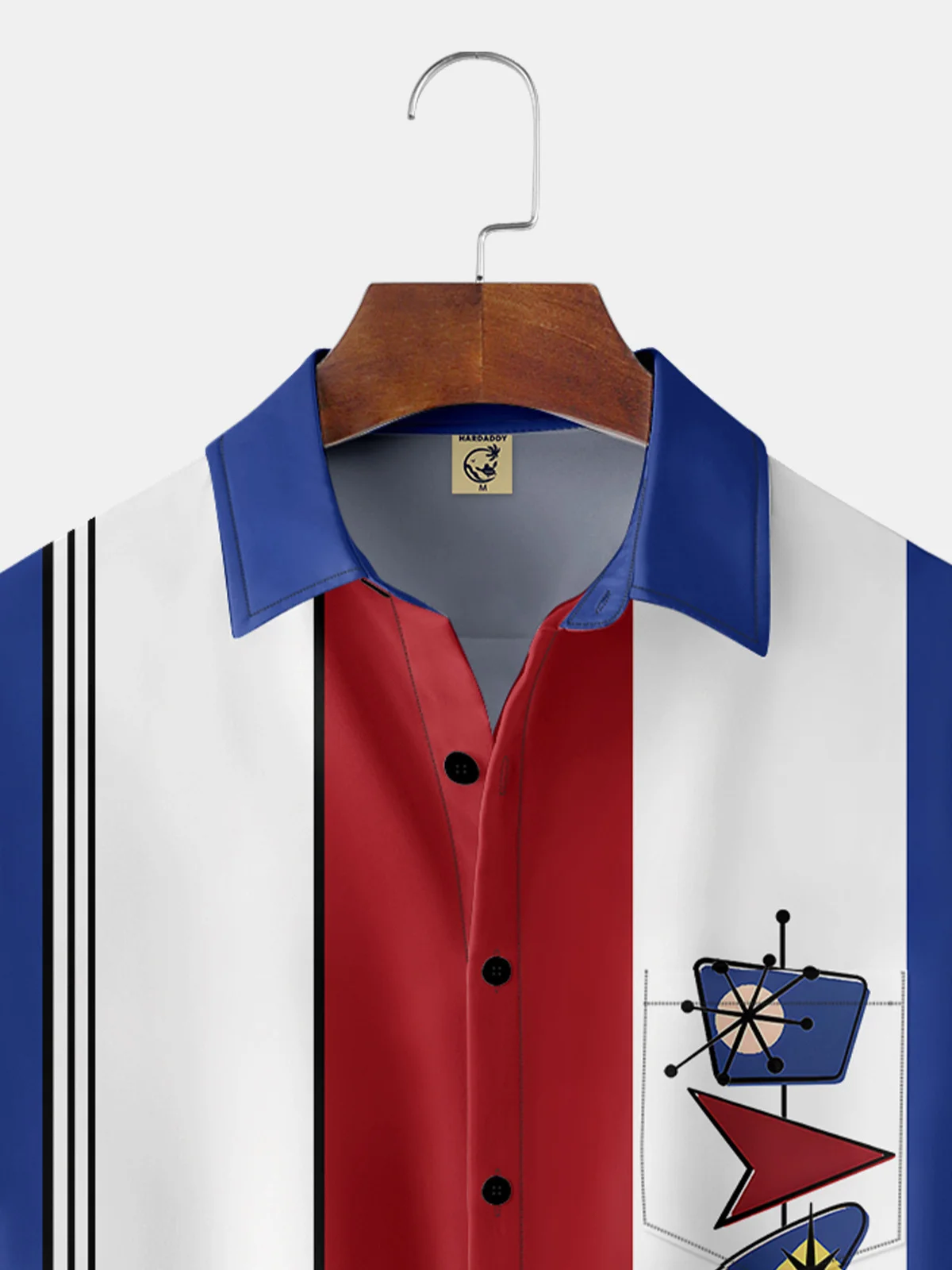 Medieval Geometric Pattern Chest Pocket Short Sleeve Bowling Shirt