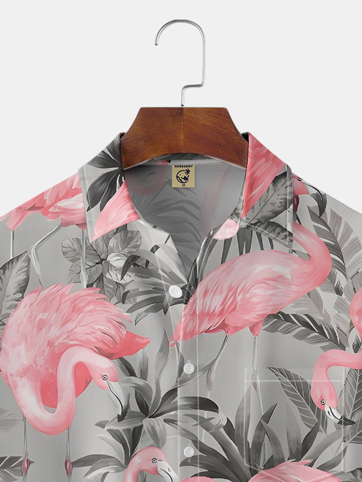 Hardaddy Men's Printed Casual Breathable Flamigo Short Sleeve Hawaiian Shirt
