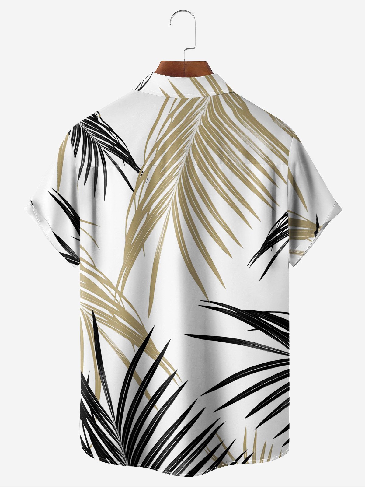 Men's Leaf Print Moisture Wicking Fabric Trendy Lapel Short Sleeve Shirt