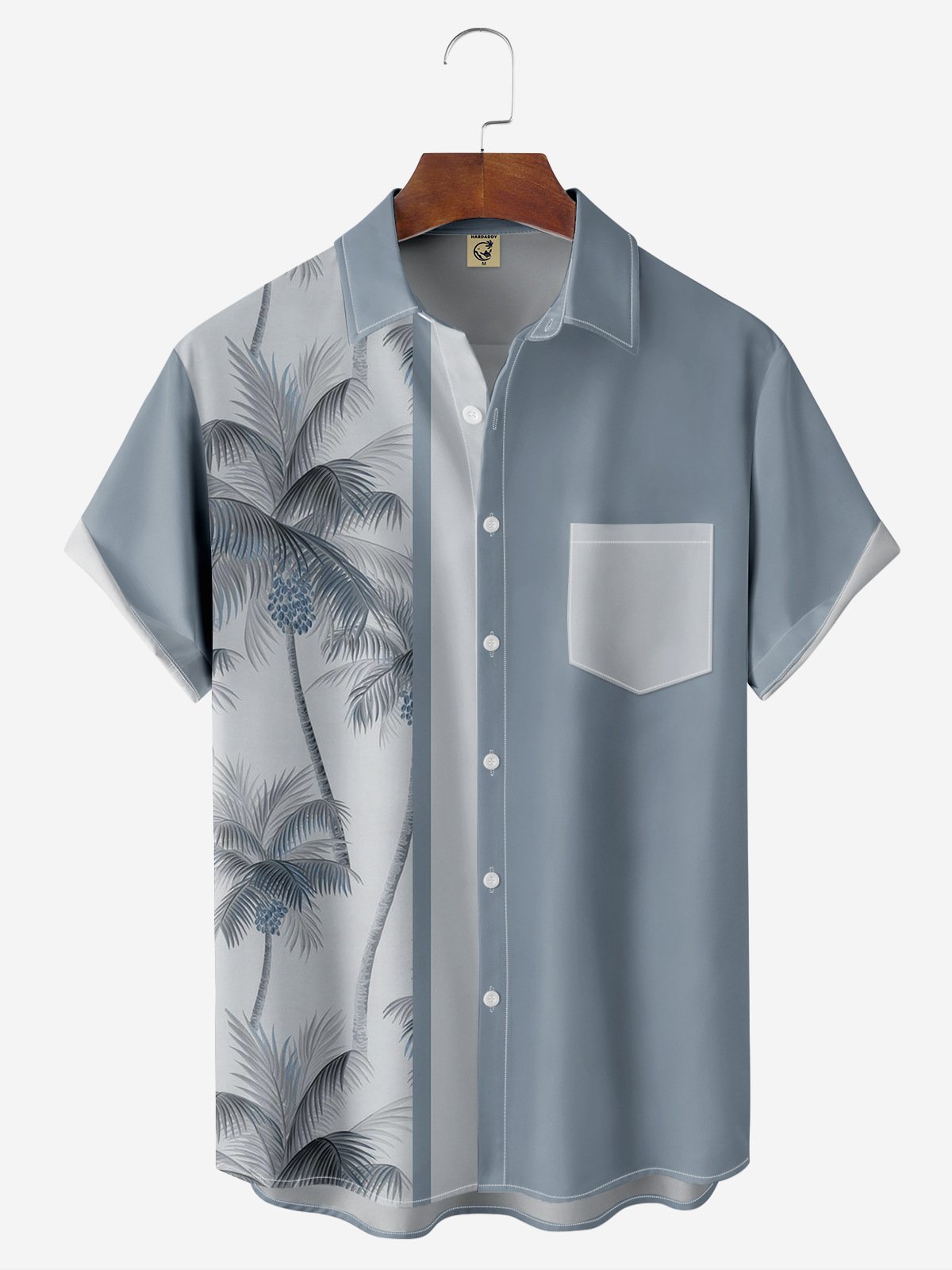 Hardaddy Men's Coconut Tree Casual Breathable Short Sleeve Hawaiian Shirt