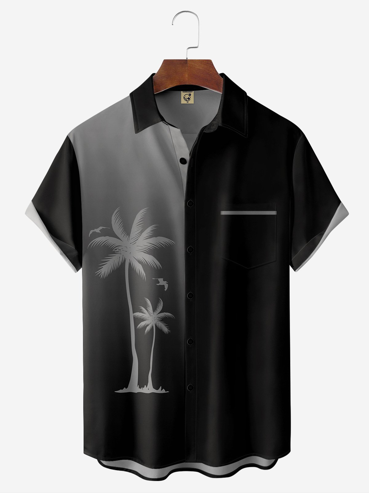 Hardaddy Shirts For Father Gradient Coconut Tree Chest Pocket Short Sleeve Shirt